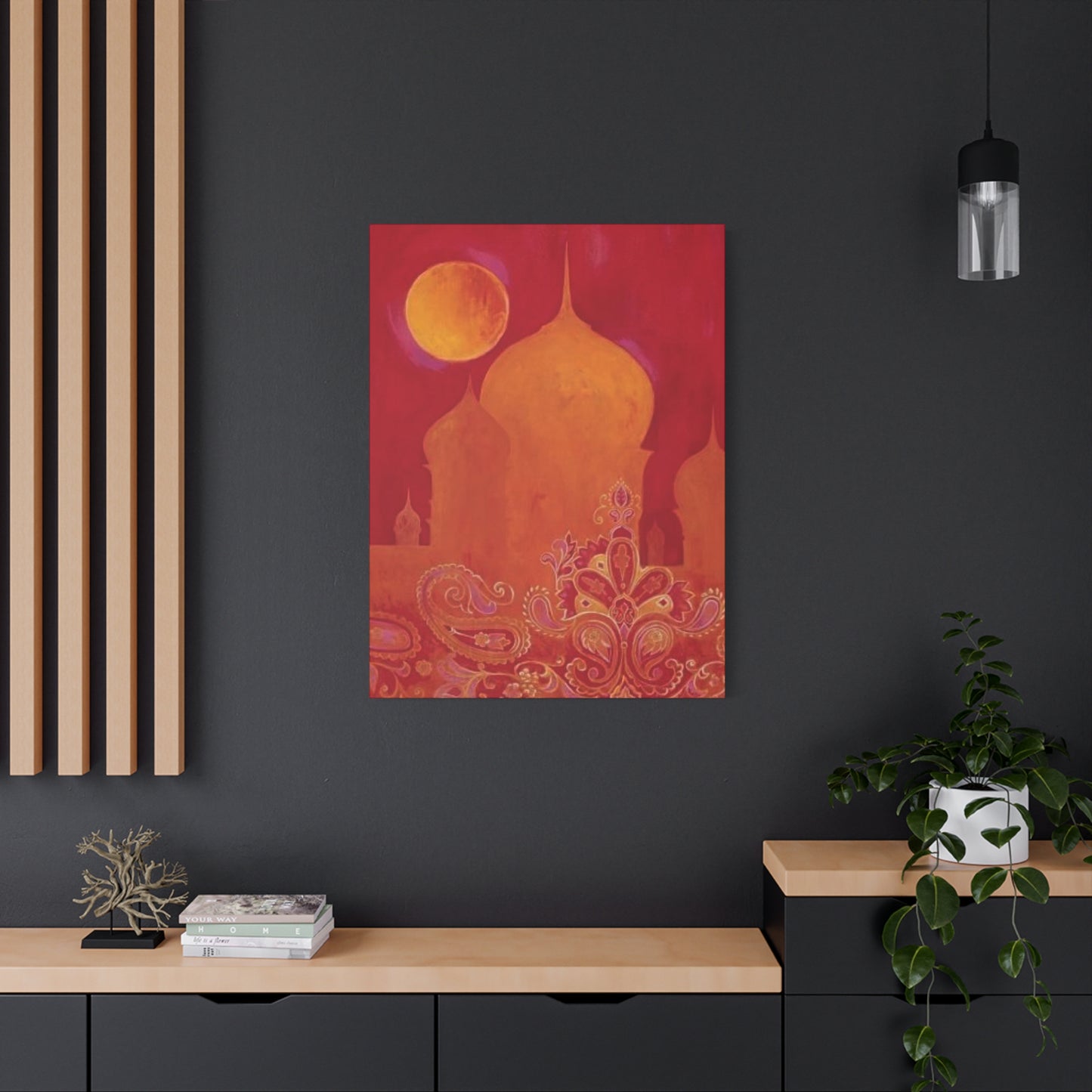 Red Moon Painting Moroccan Wall Art & Canvas Prints