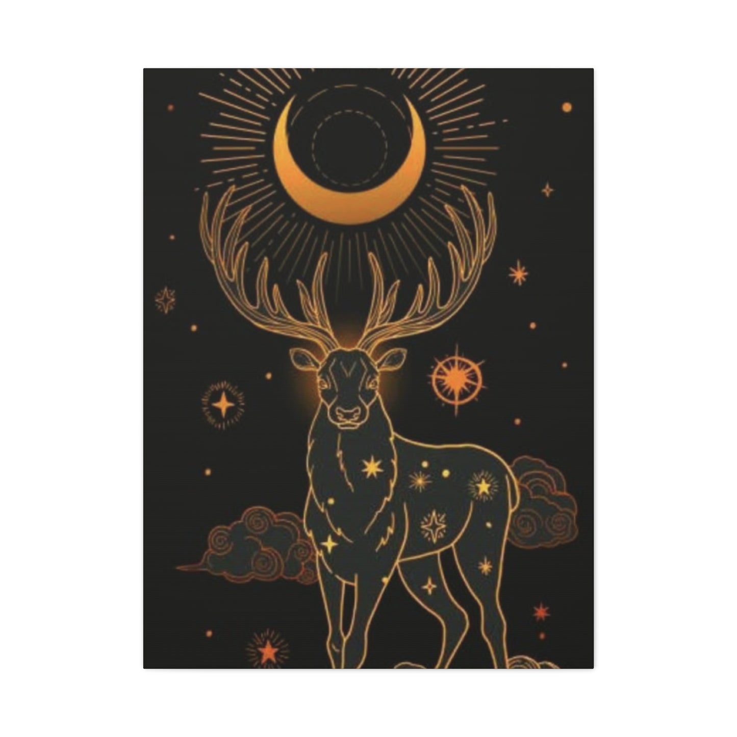 Deer with Crescent Moon Wall Art & Canvas Prints