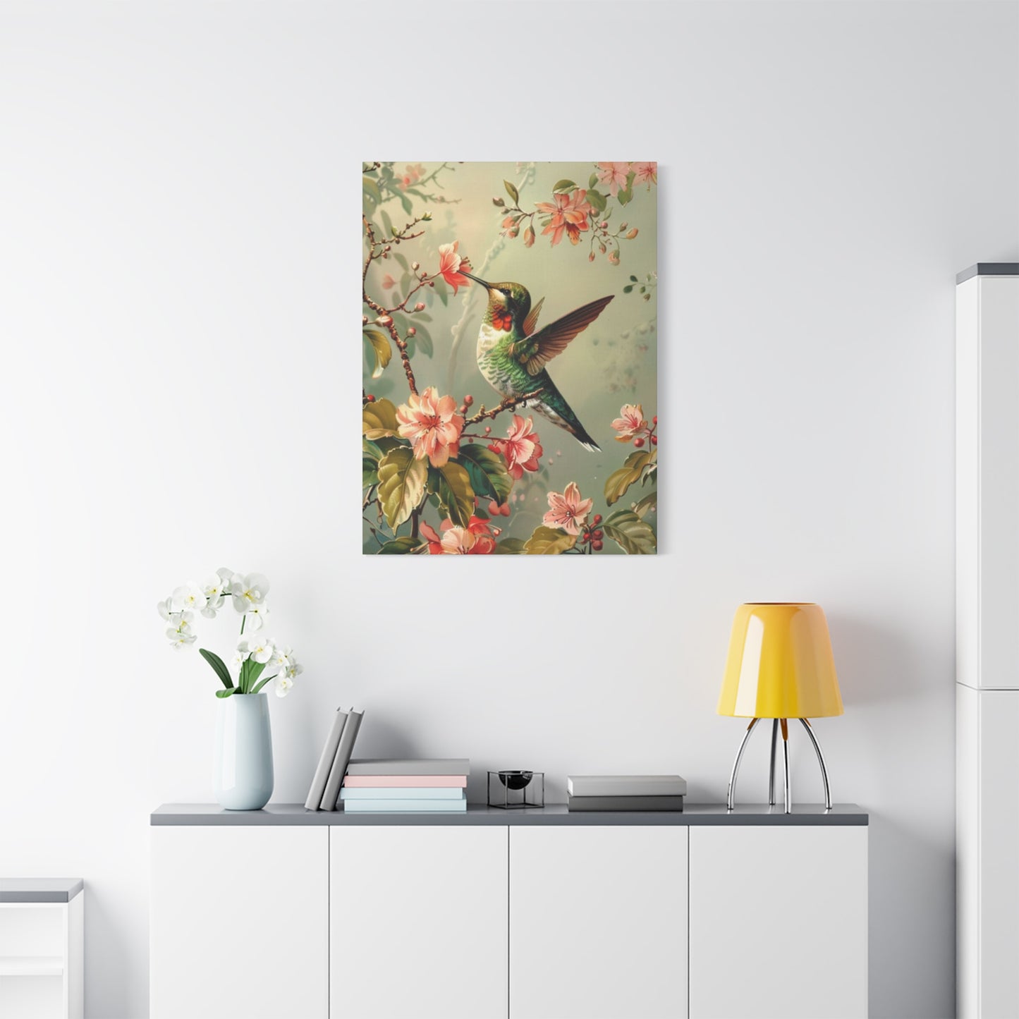 Flower & Humming Bird Candid Painting Wall Art & Canvas Prints