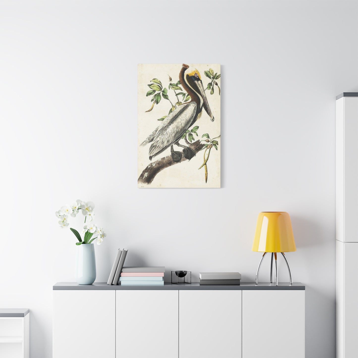 Pelican On A Branch Painting Wall Art & Canvas Prints