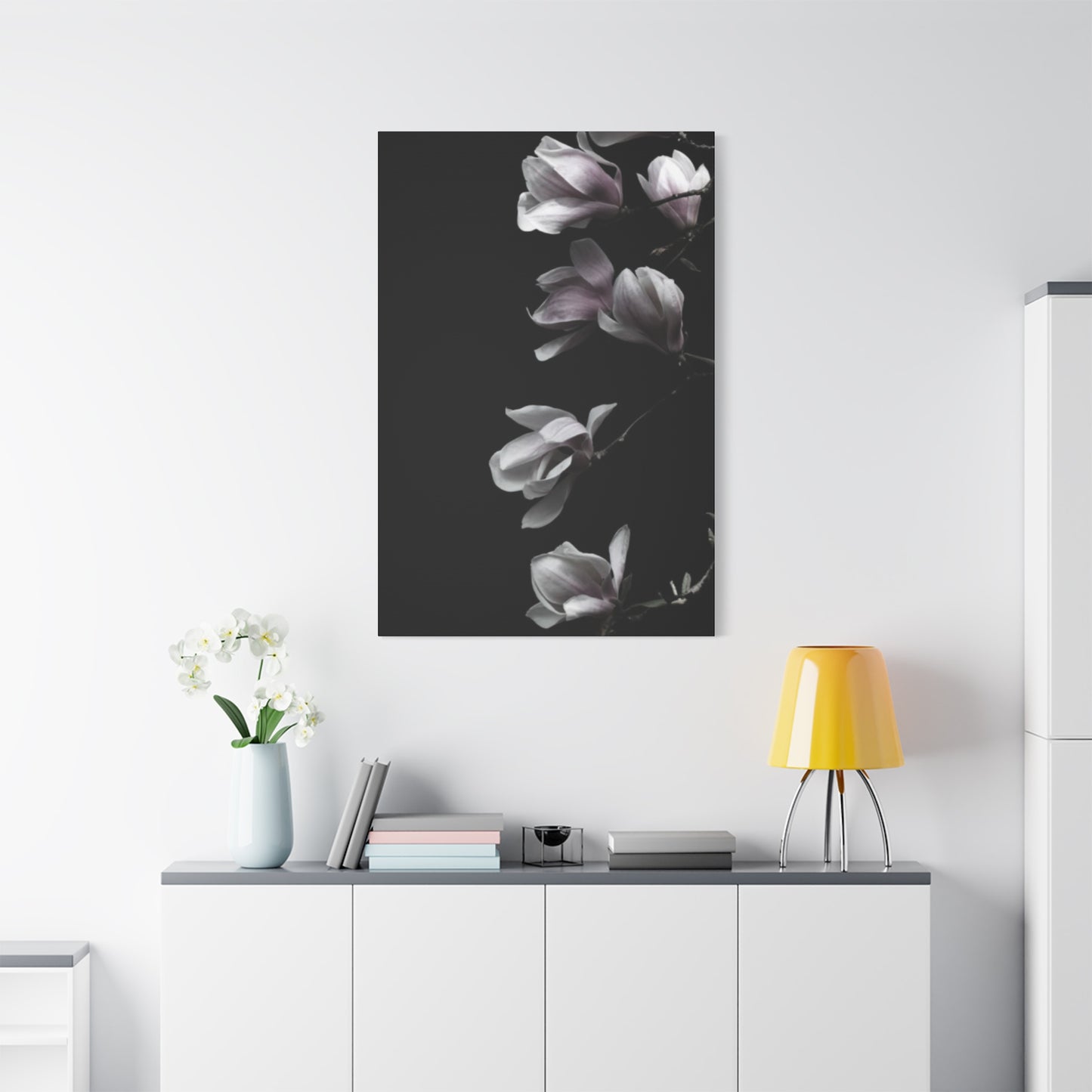 Pink Magnolia Flower with Painting Wall Art & Canvas Prints