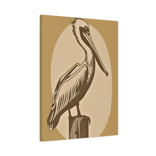 Long Beak Pelican Brown Painting Wall Art & Canvas Prints