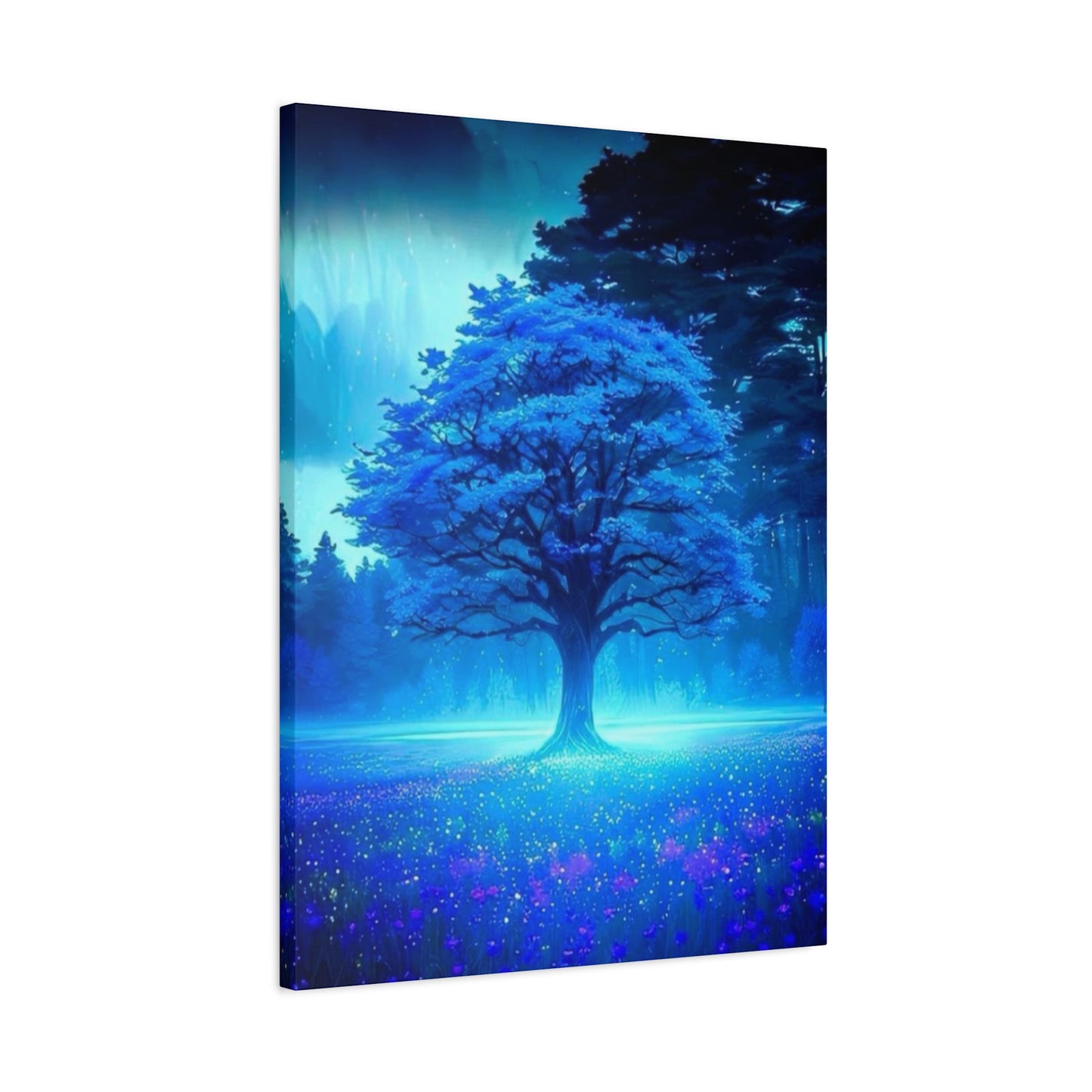 Blue Glowing Tree Wall Art & Canvas Prints