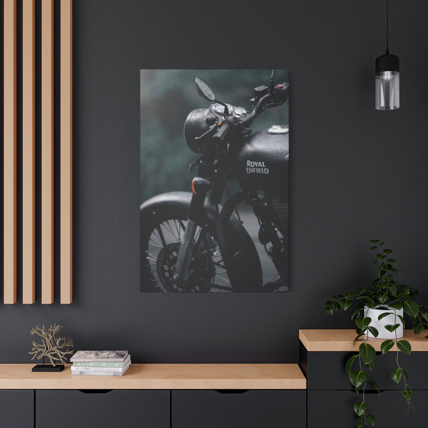 Black Royal Enfield Motorcycle Wall Art & Canvas Prints