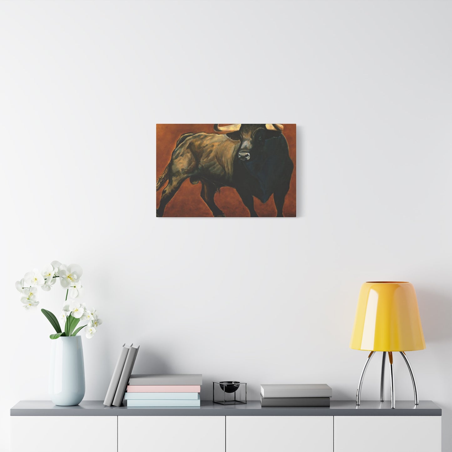 Old Hairy Black Bull Long Horns Wall Art & Canvas Prints