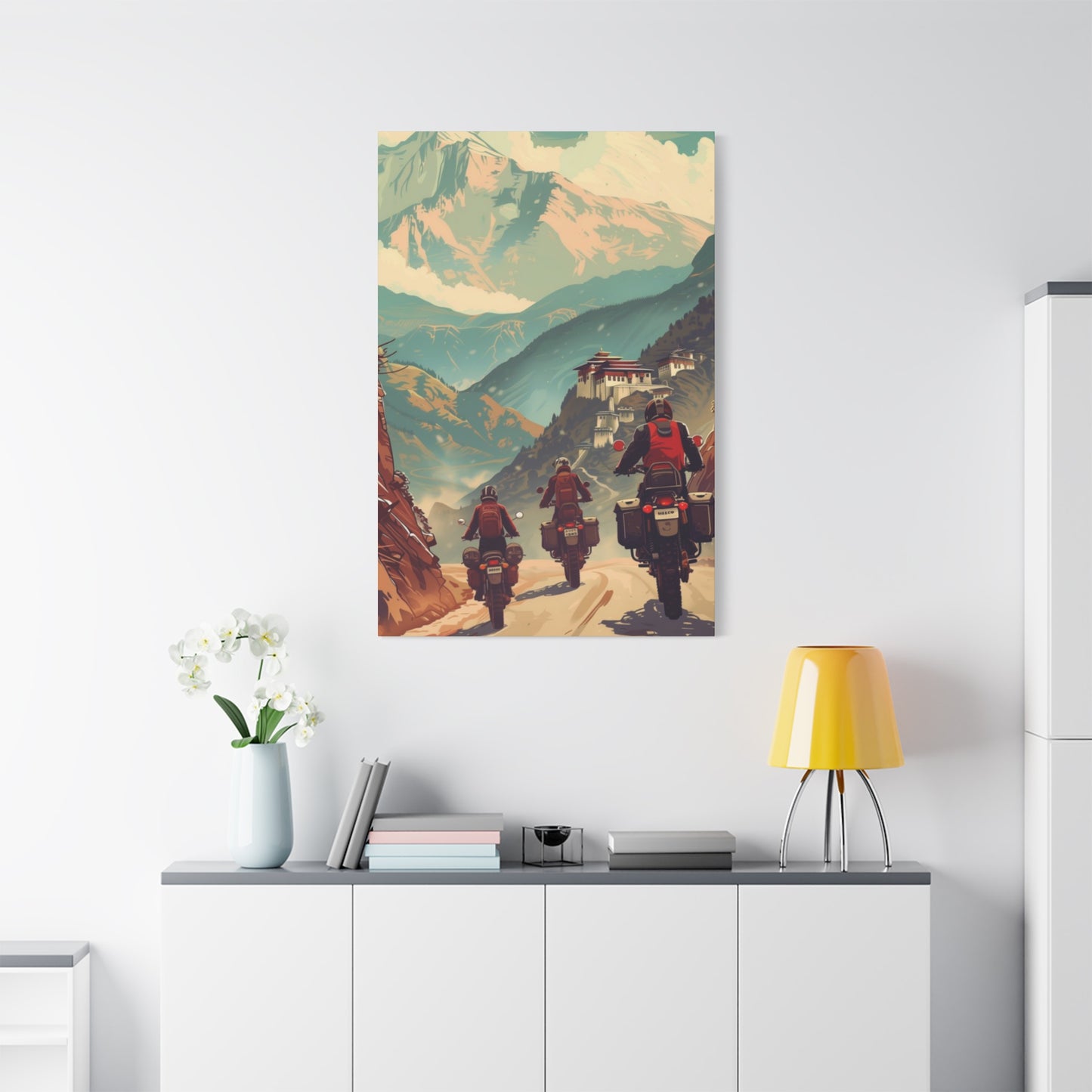 Bike Travelling In Mountains Motorcycle Wall Art & Canvas Prints