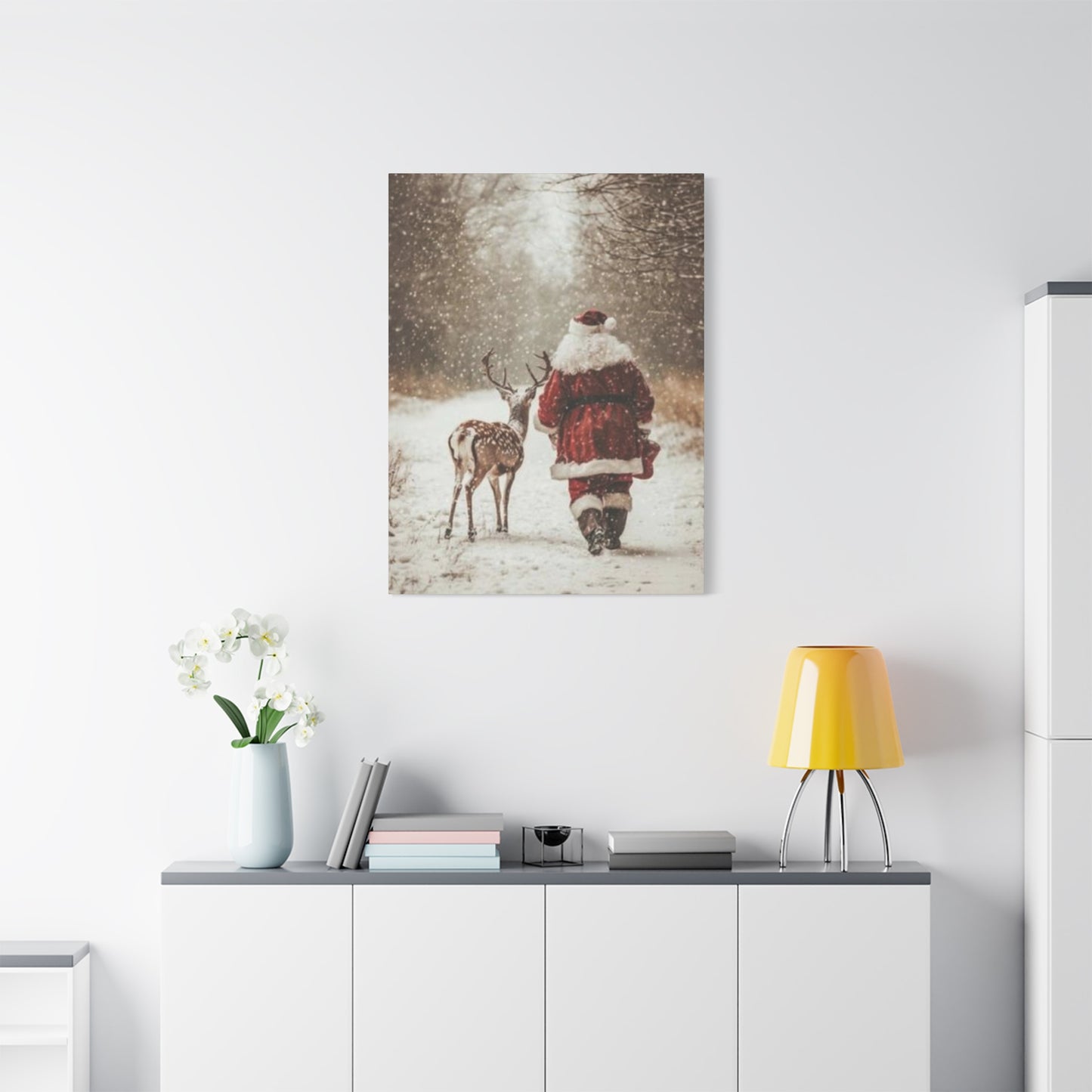 Santa Claus & Deer Wall Art & Canvas Prints