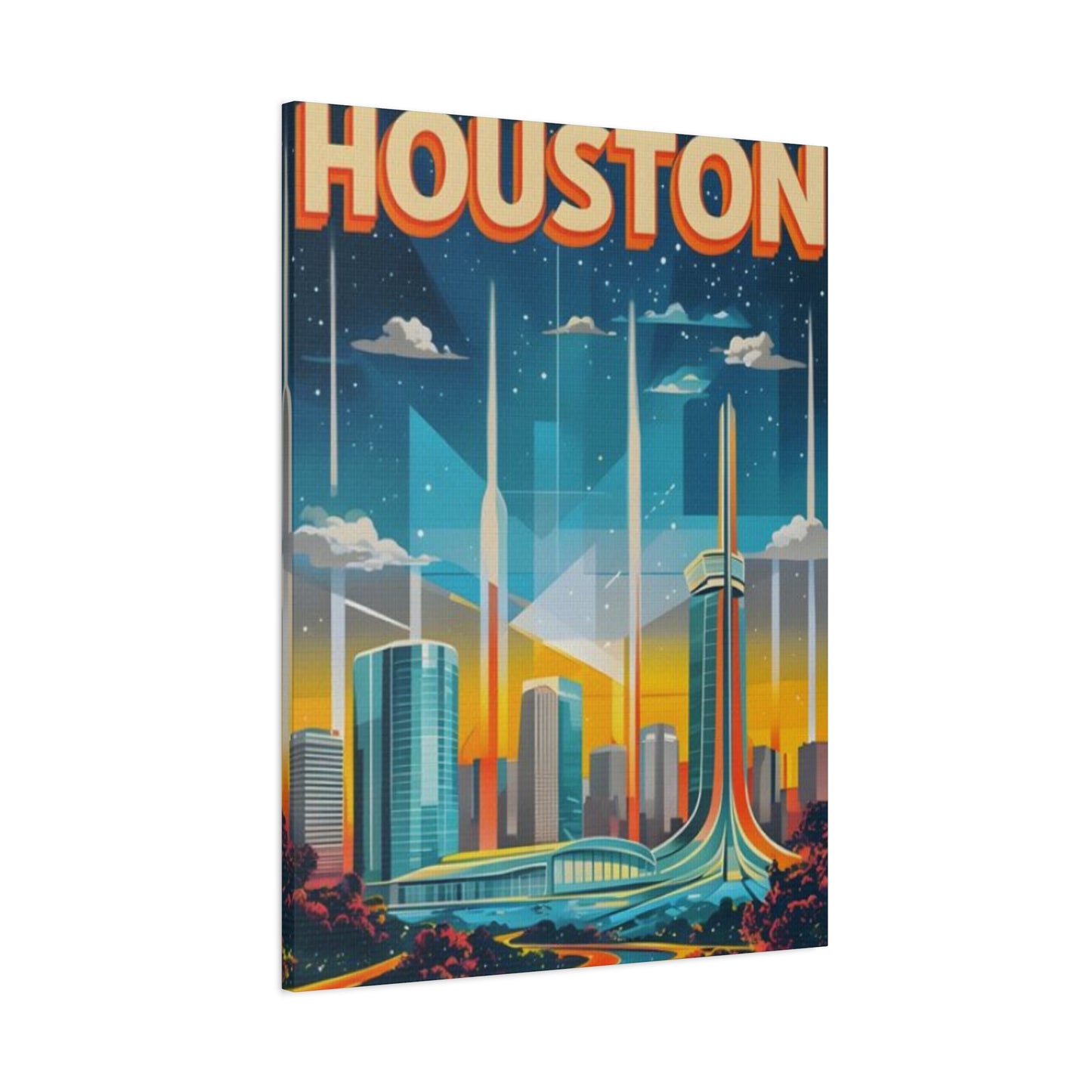 Sci-fi Houston Skyline Painting Wall Art & Canvas Prints