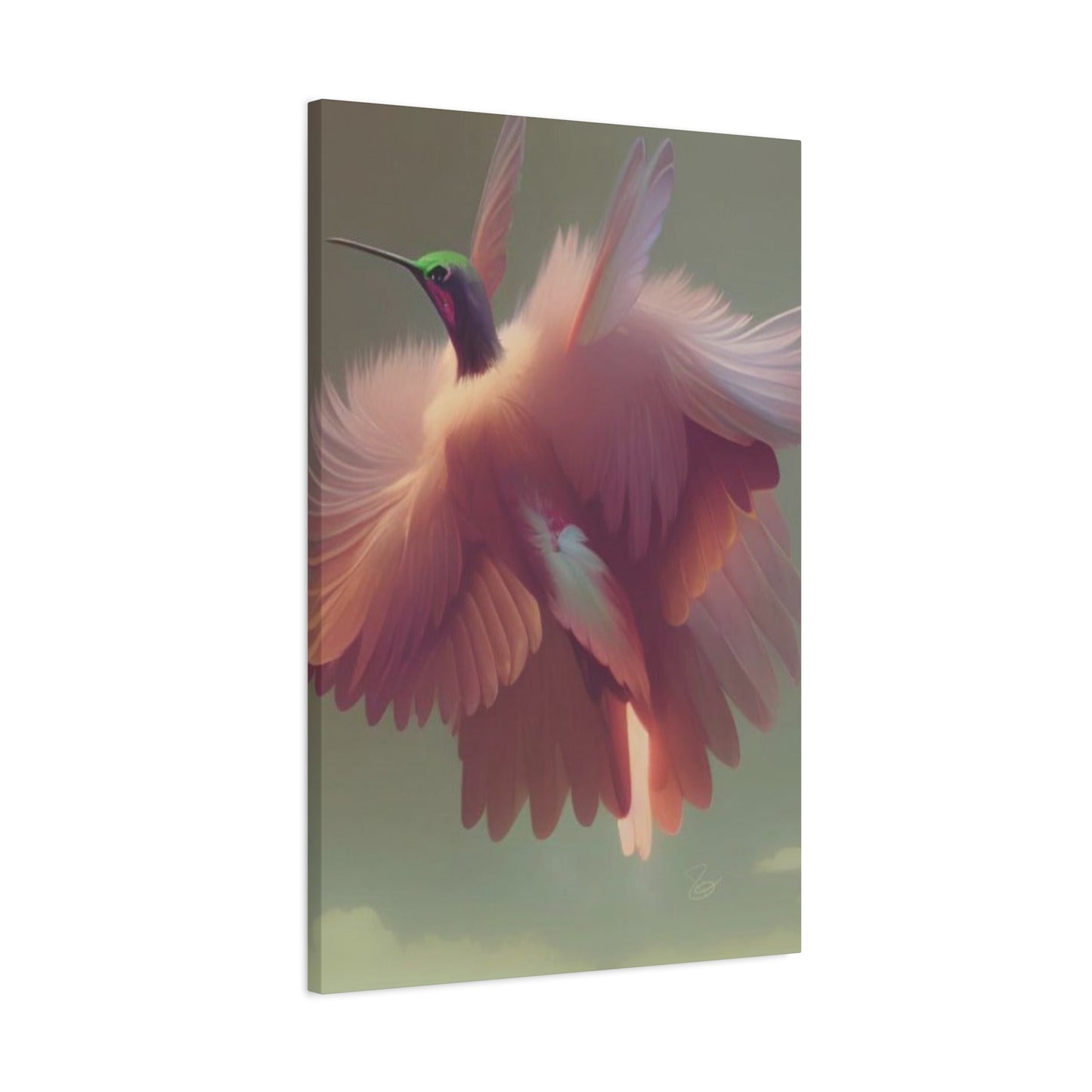 Beautiful Pink Humming Bird Candid Painting Wall Art & Canvas Prints