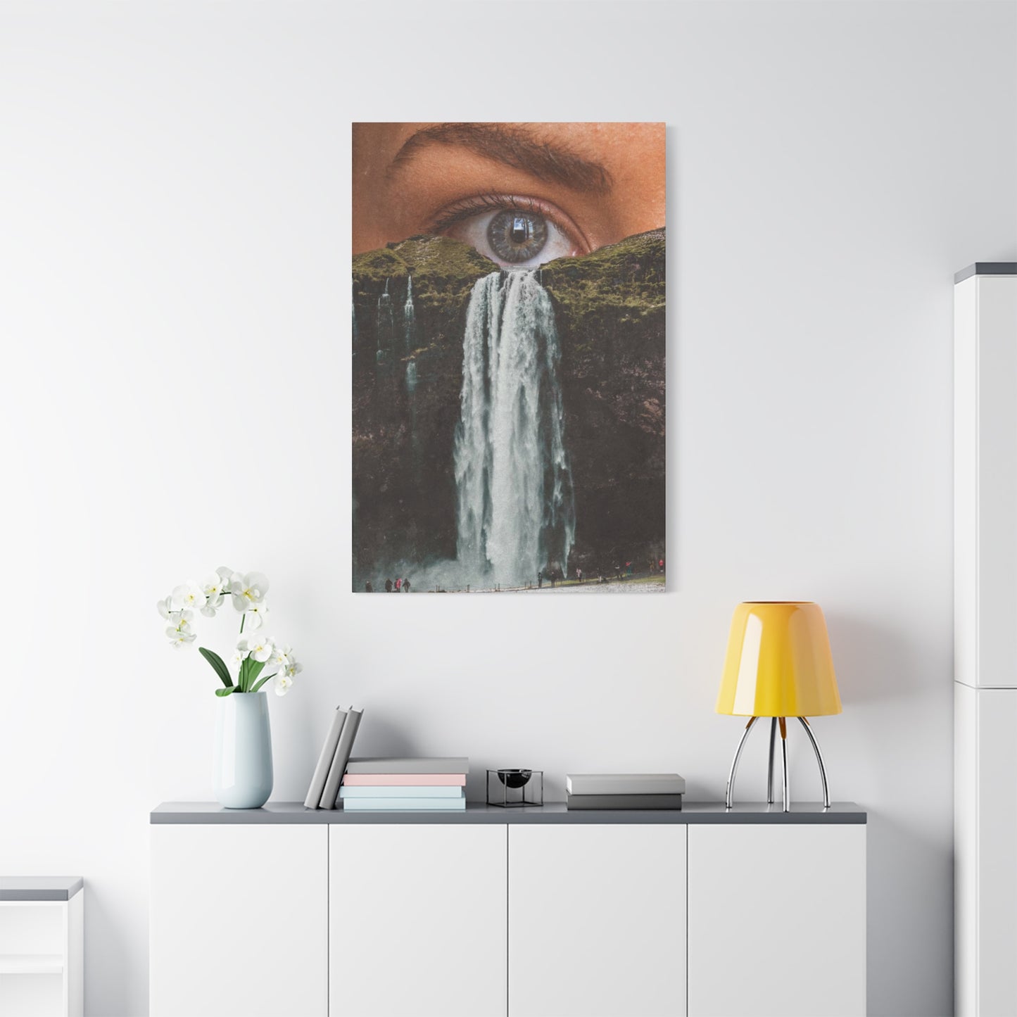 Eye Waterfall Abstract Painting Mixed Media Wall Art & Canvas Prints