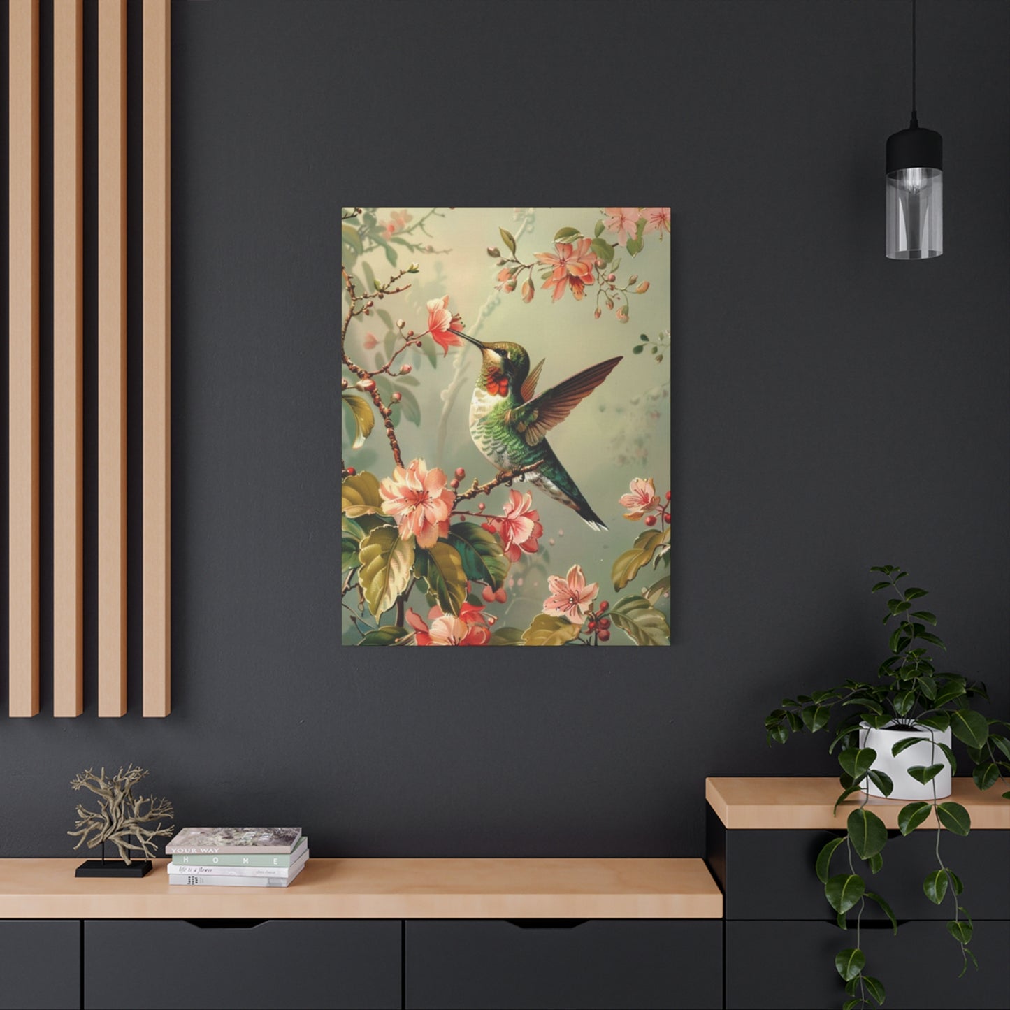 Flower & Humming Bird Candid Painting Wall Art & Canvas Prints