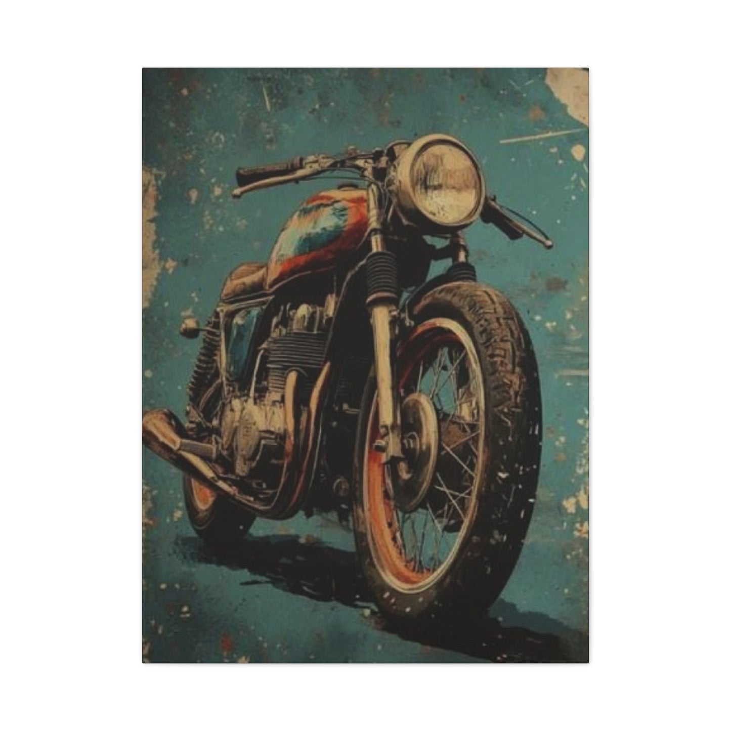 Blue Red Classic Poster Motorcycle Wall Art & Canvas Prints