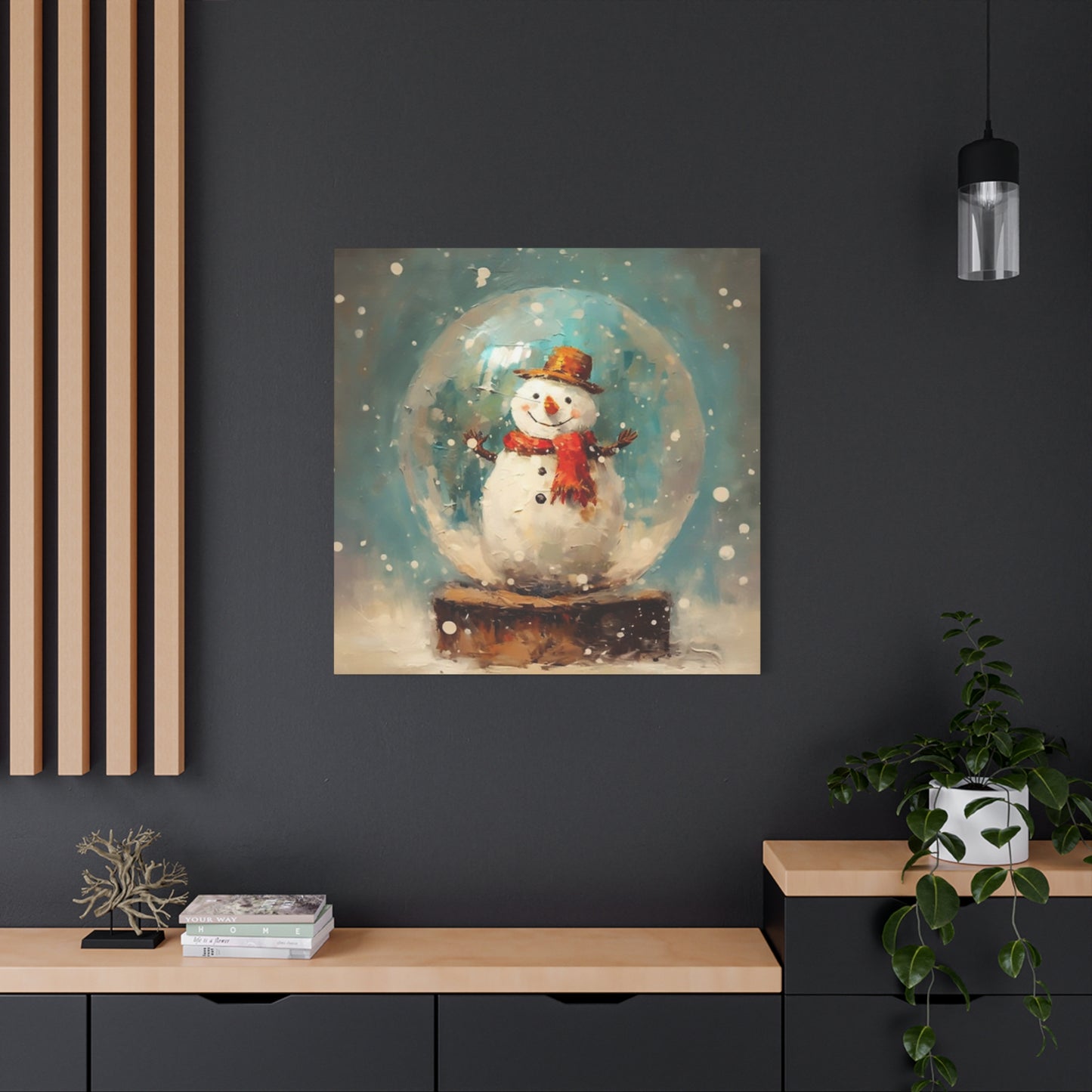 Snowman Snow Globe Wall Art & Canvas Prints