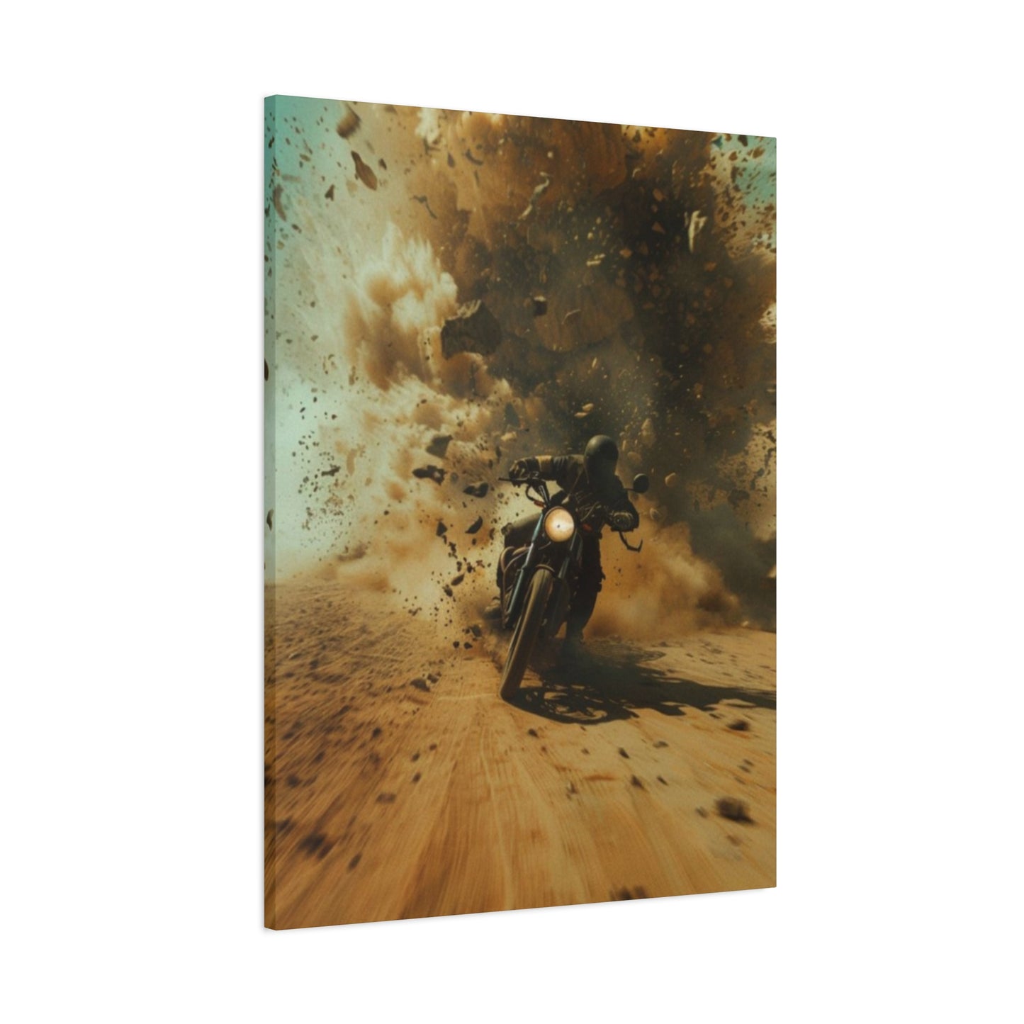 Bike Riding In Desert Motorcycle Wall Art & Canvas Prints