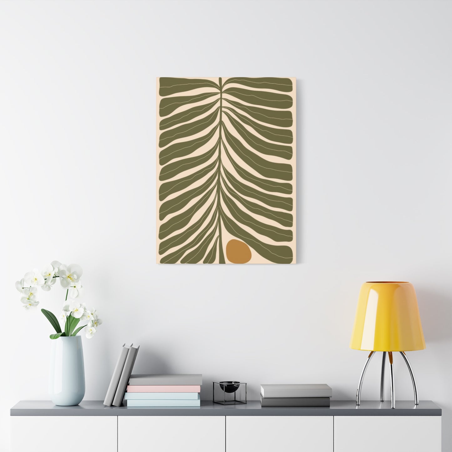 Olive Green Leaves Pattern Wall Art & Canvas Prints