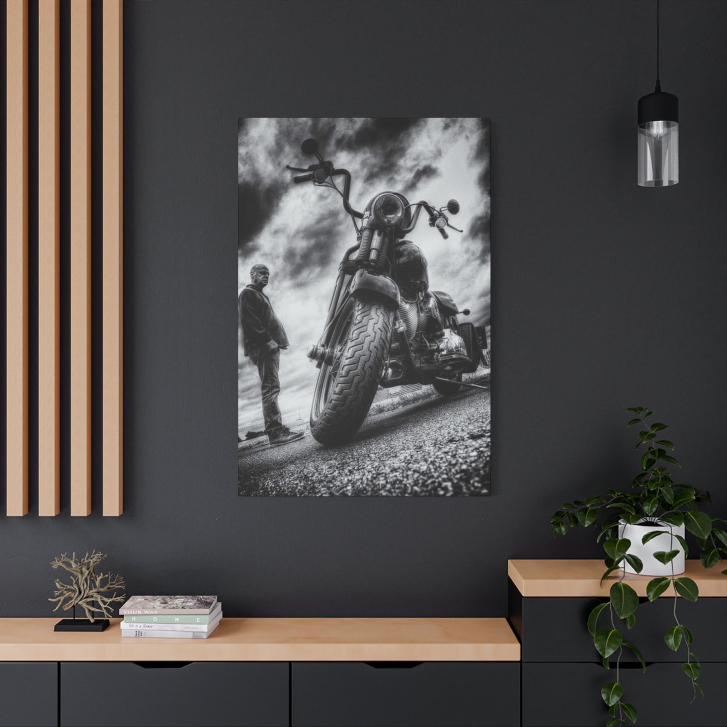 Black & White Classic Motorcycle Wall Art & Canvas Prints