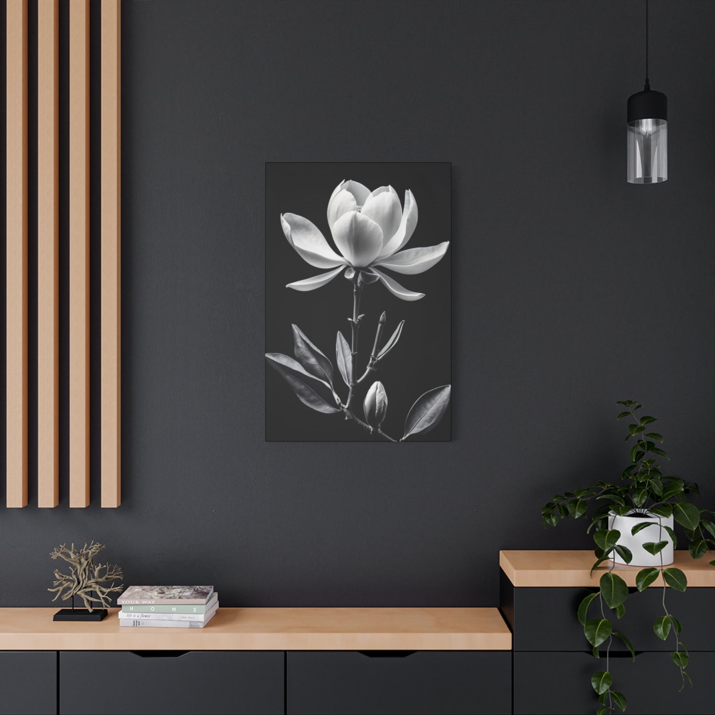 Monochrome Magnolia Flower Plant Wall Art & Canvas Prints