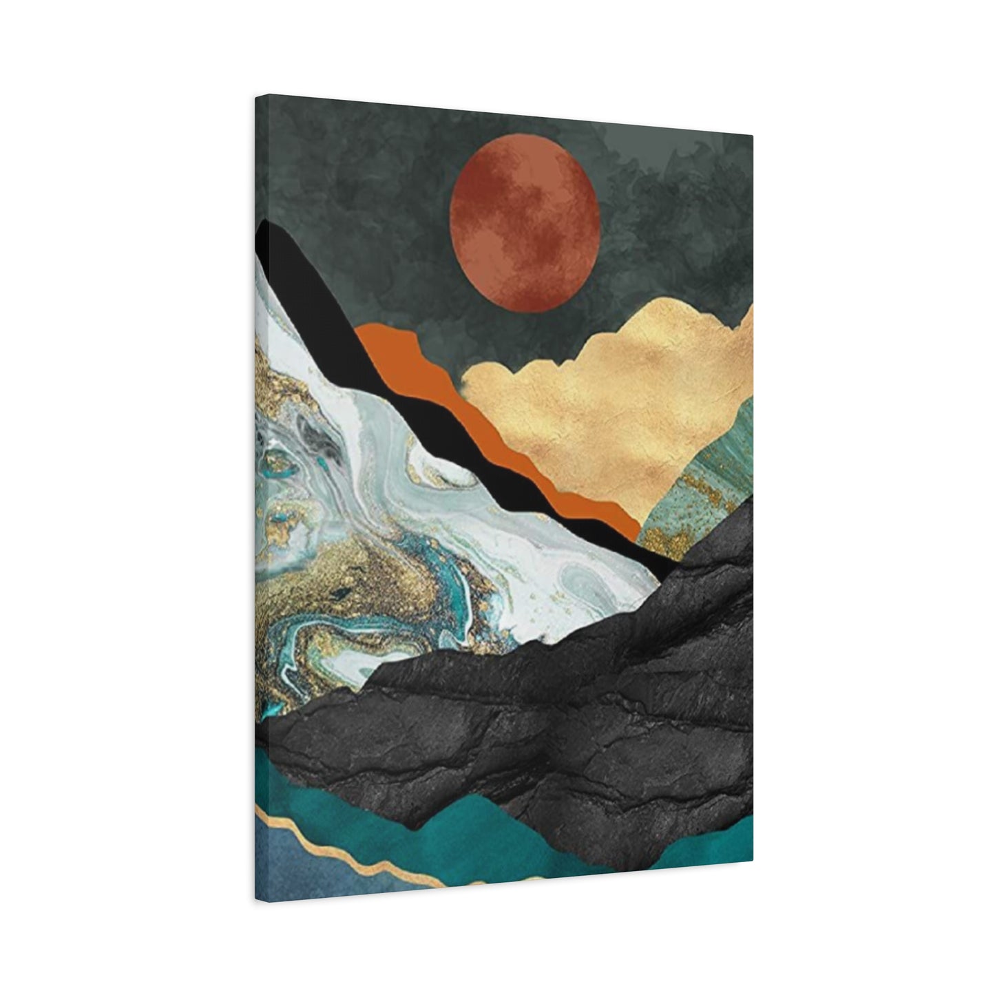 Full Moon In Mountains Modernism Wall Art & Canvas Prints