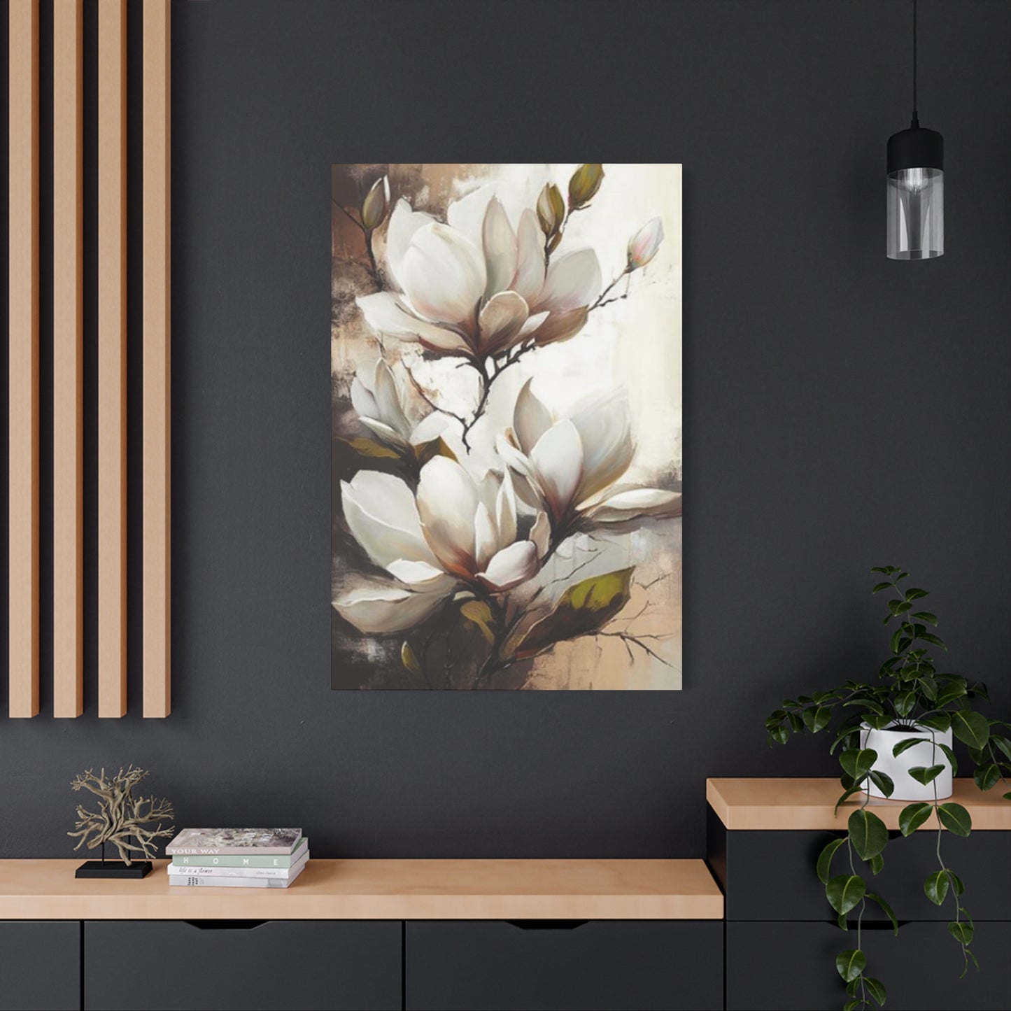 White Magnolia Flower Plant Painting Wall Art & Canvas Prints