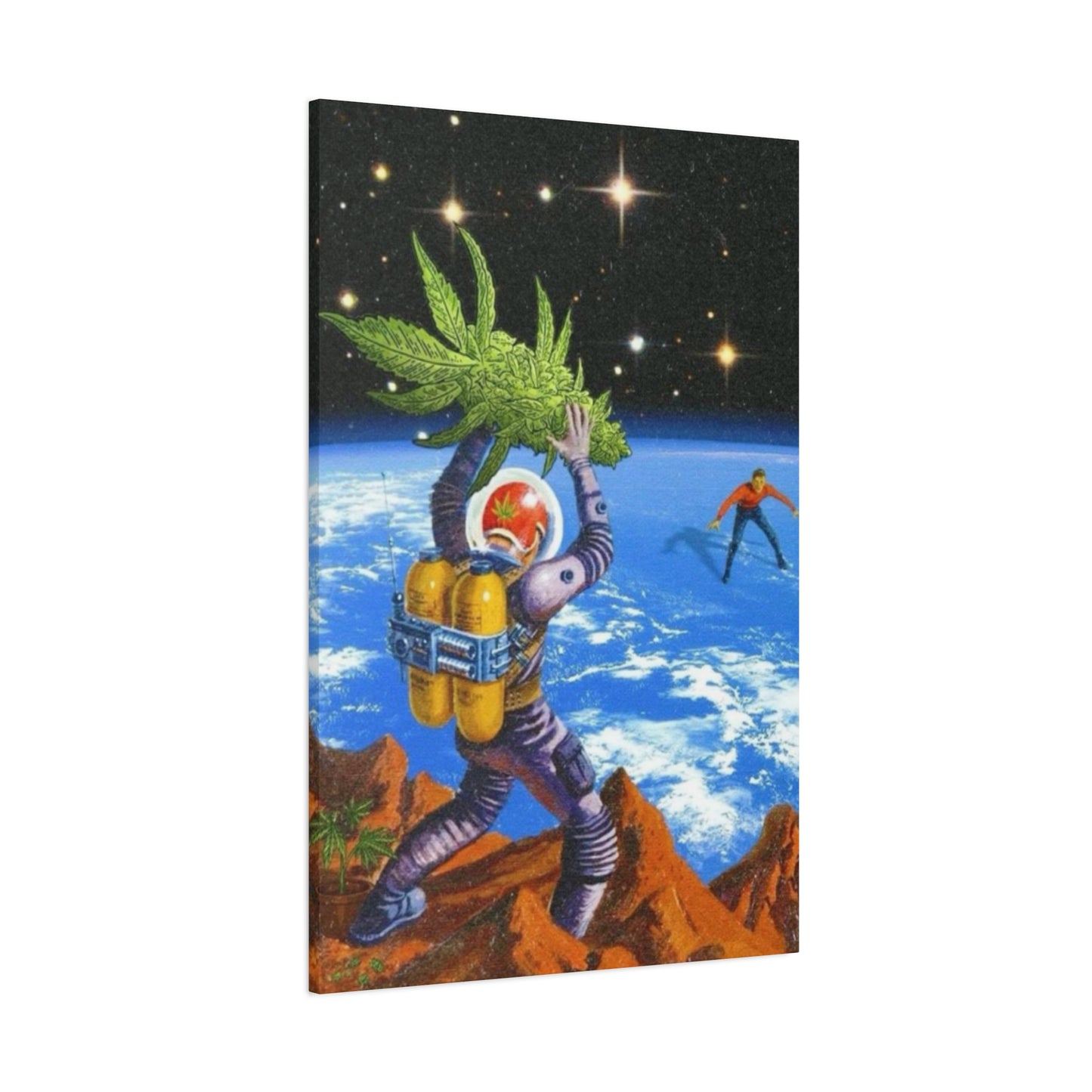 Astronaut Throwing Cactus Marijuana Wall Art & Canvas Prints