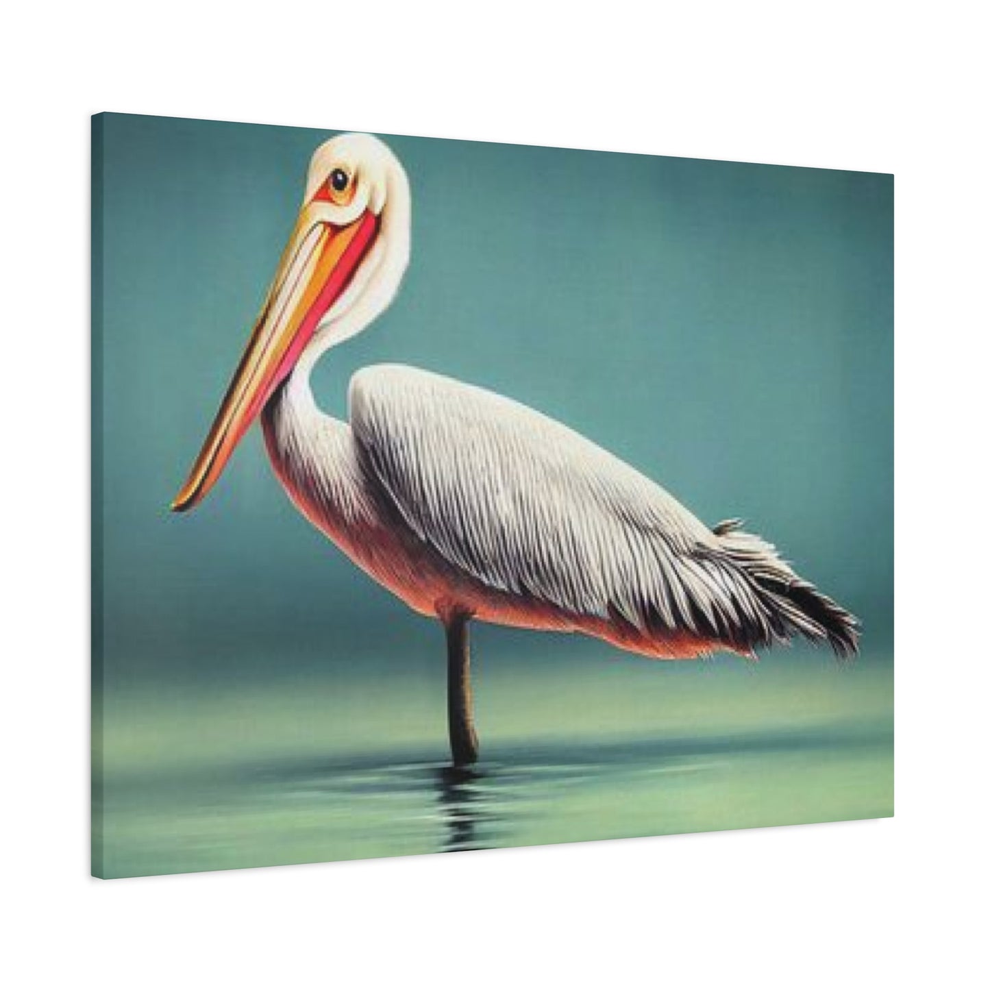 Long Beak Pelican In Pond Wall Art & Canvas Prints