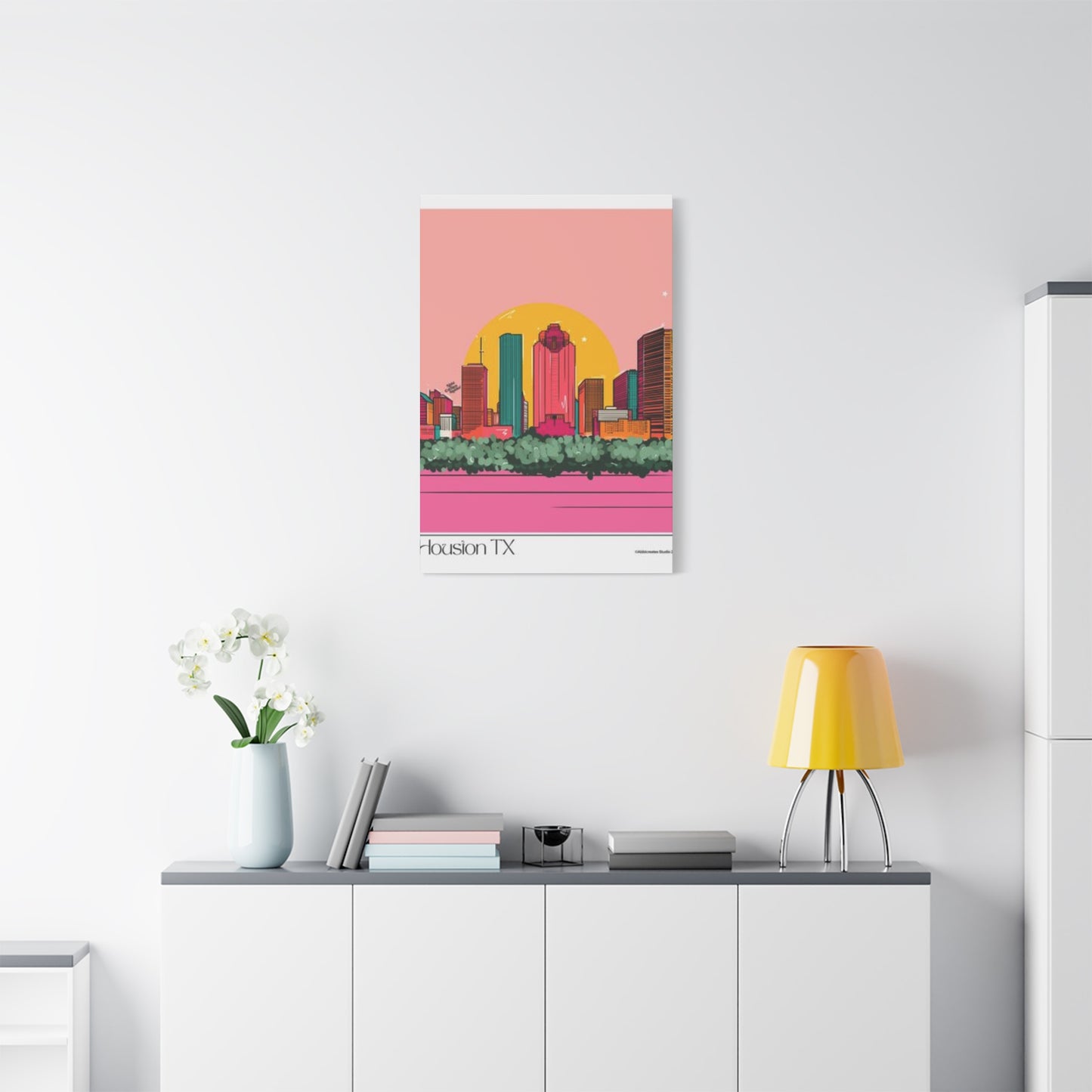 Color Houston Skyline Silhouette Wall Art & Canvas Prints