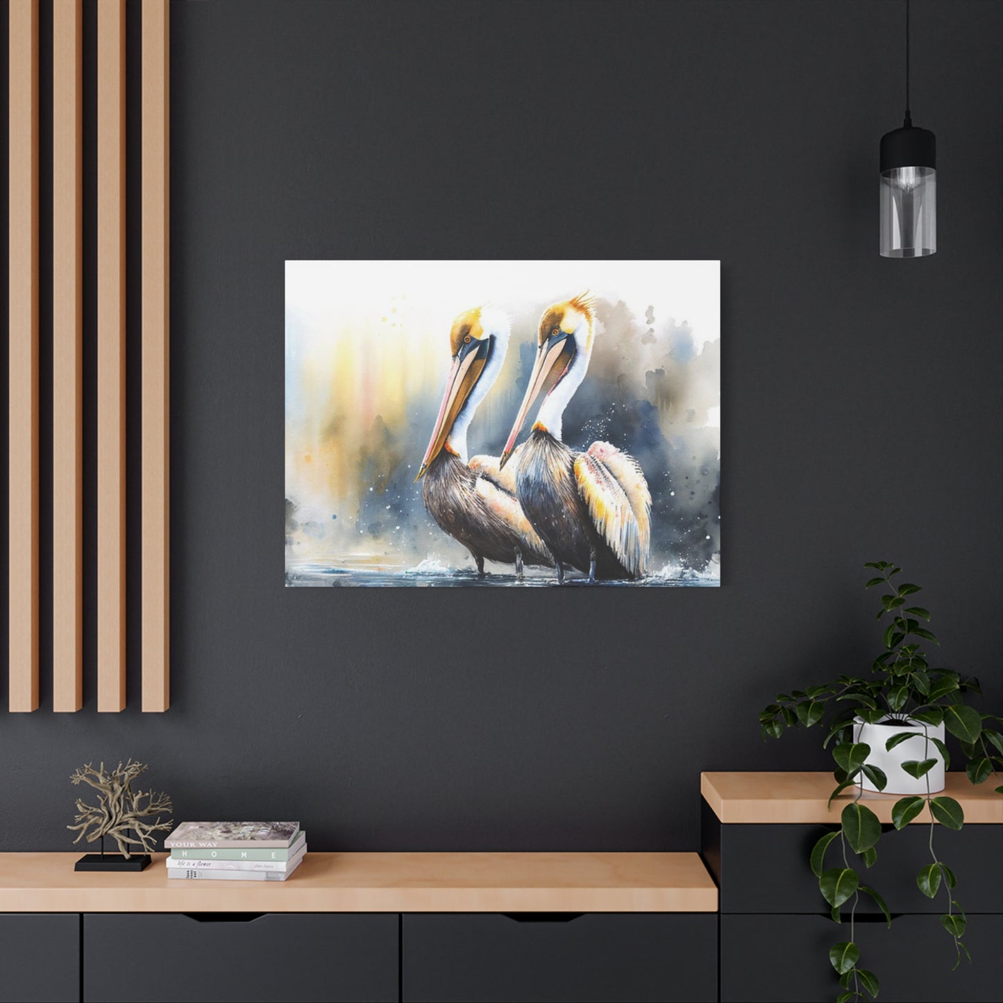 Pelican Colorful Couple Painting Wall Art & Canvas Prints