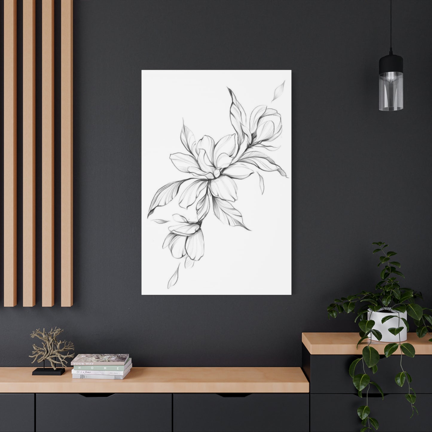 Greyscale Magnolia Flower Painting Wall Art & Canvas Prints