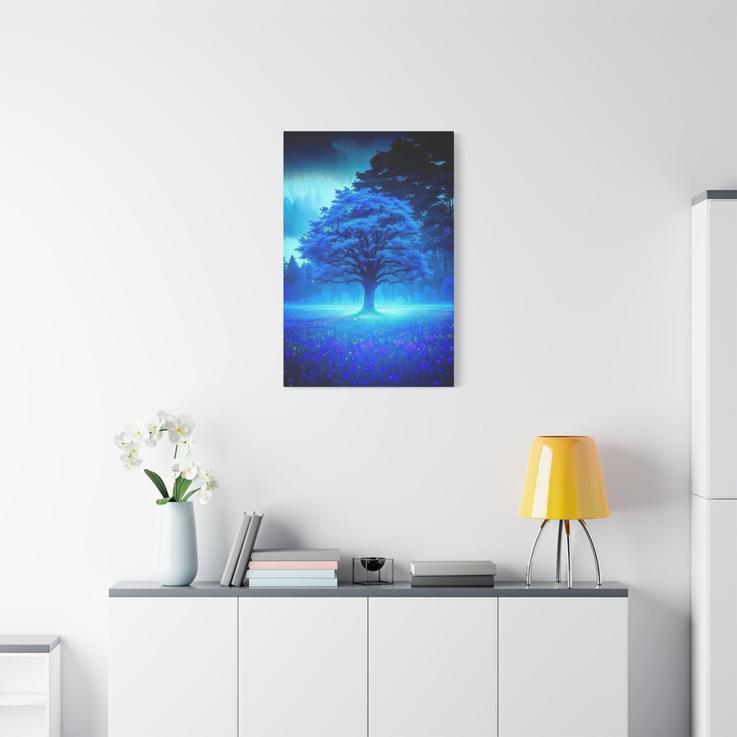 Blue Glowing Tree Wall Art & Canvas Prints