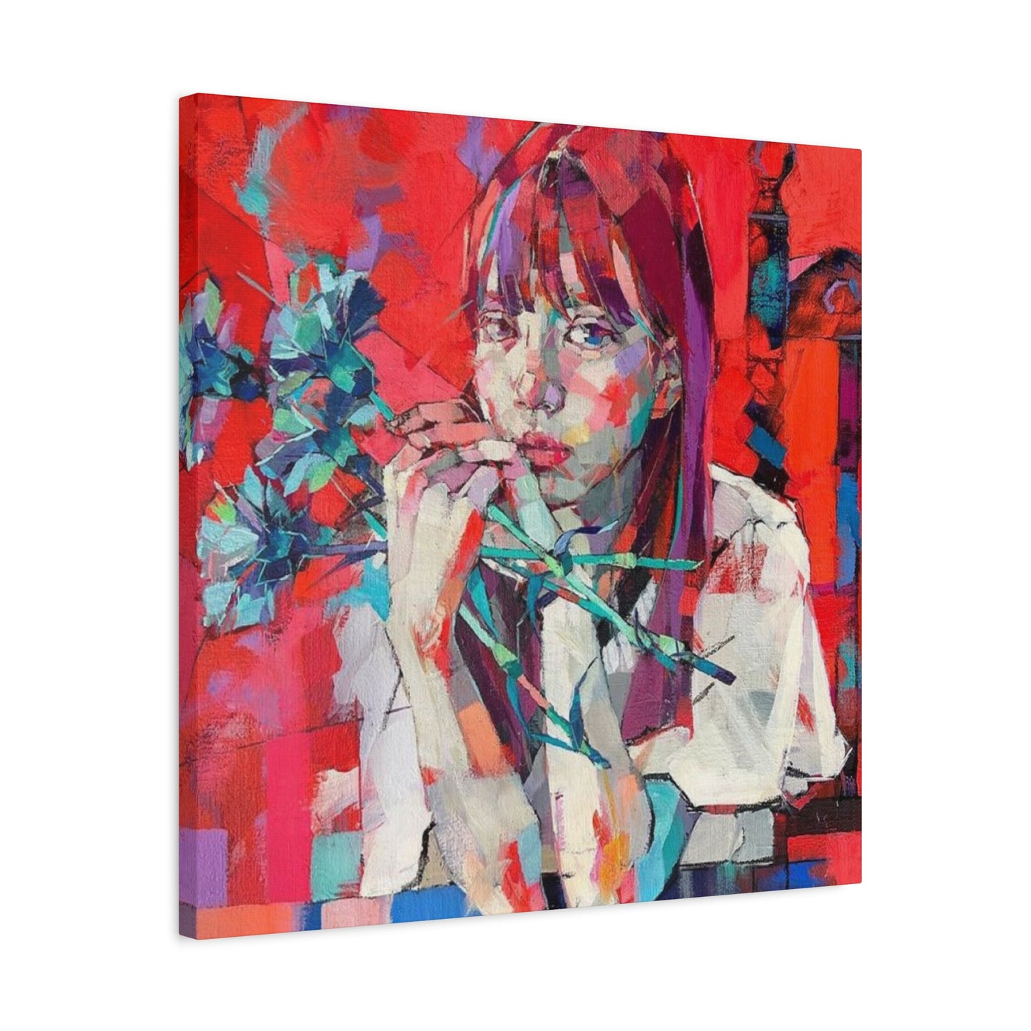 Girl Red Abstract Mixed Media Wall Art & Canvas Prints