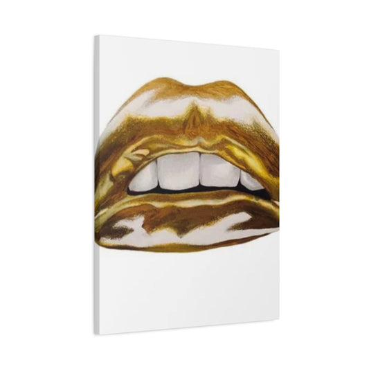 Golden Lips Abstract Painting Wall Art & Canvas Prints