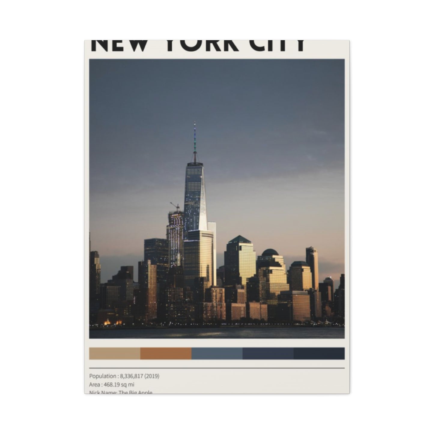 Manhattan Evening City Skyline Poster NYC Skyline Wall Art & Canvas Prints