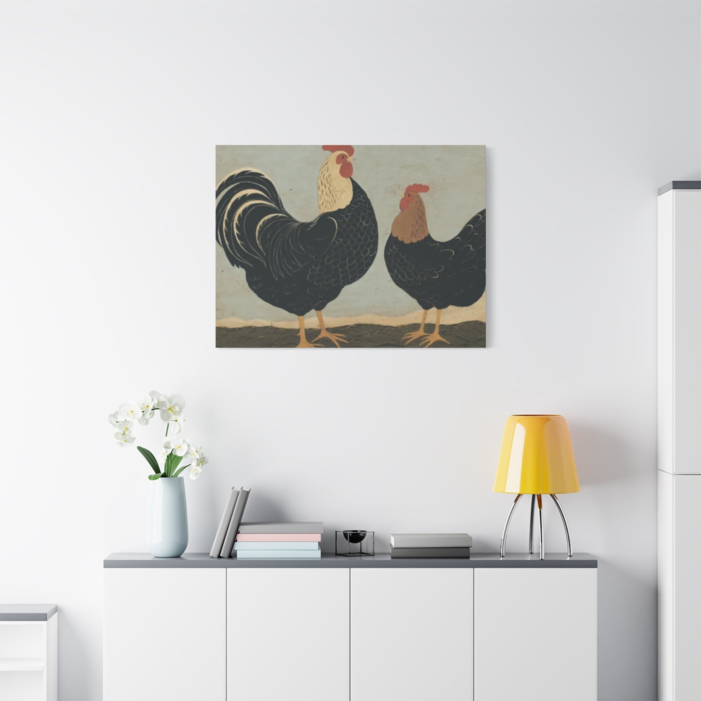 Chicken Couple Kimble Warren Wall Art & Canvas Prints