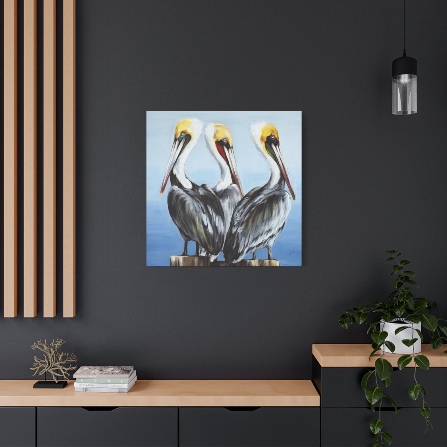 Three Pelican Family Poster Wall Art & Canvas Prints