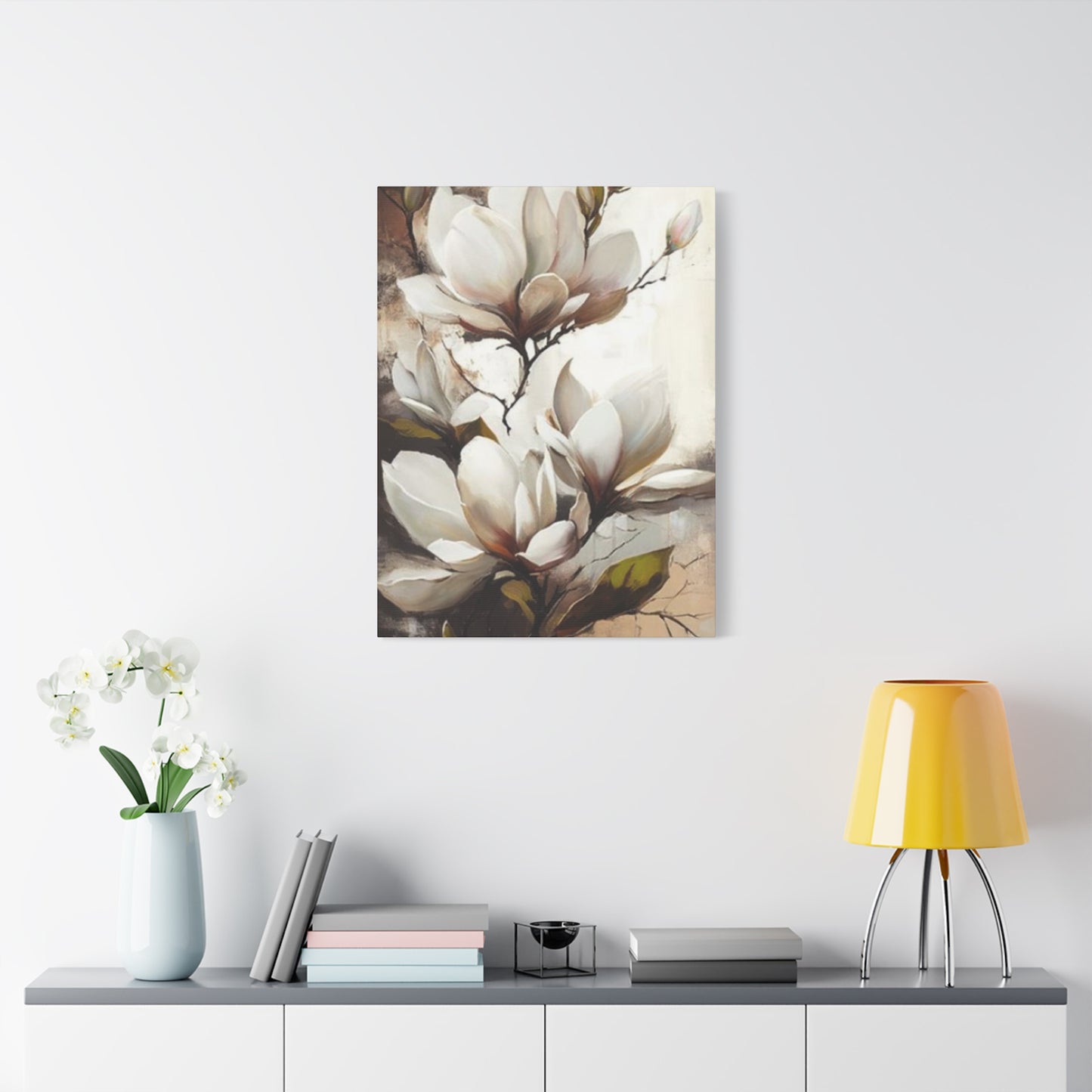 White Magnolia Flower Plant Painting Wall Art & Canvas Prints