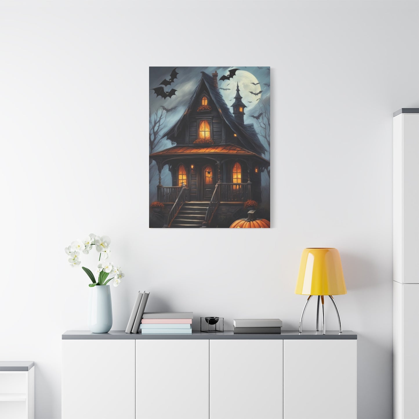 Halloween House Painting Wall Art & Canvas Prints