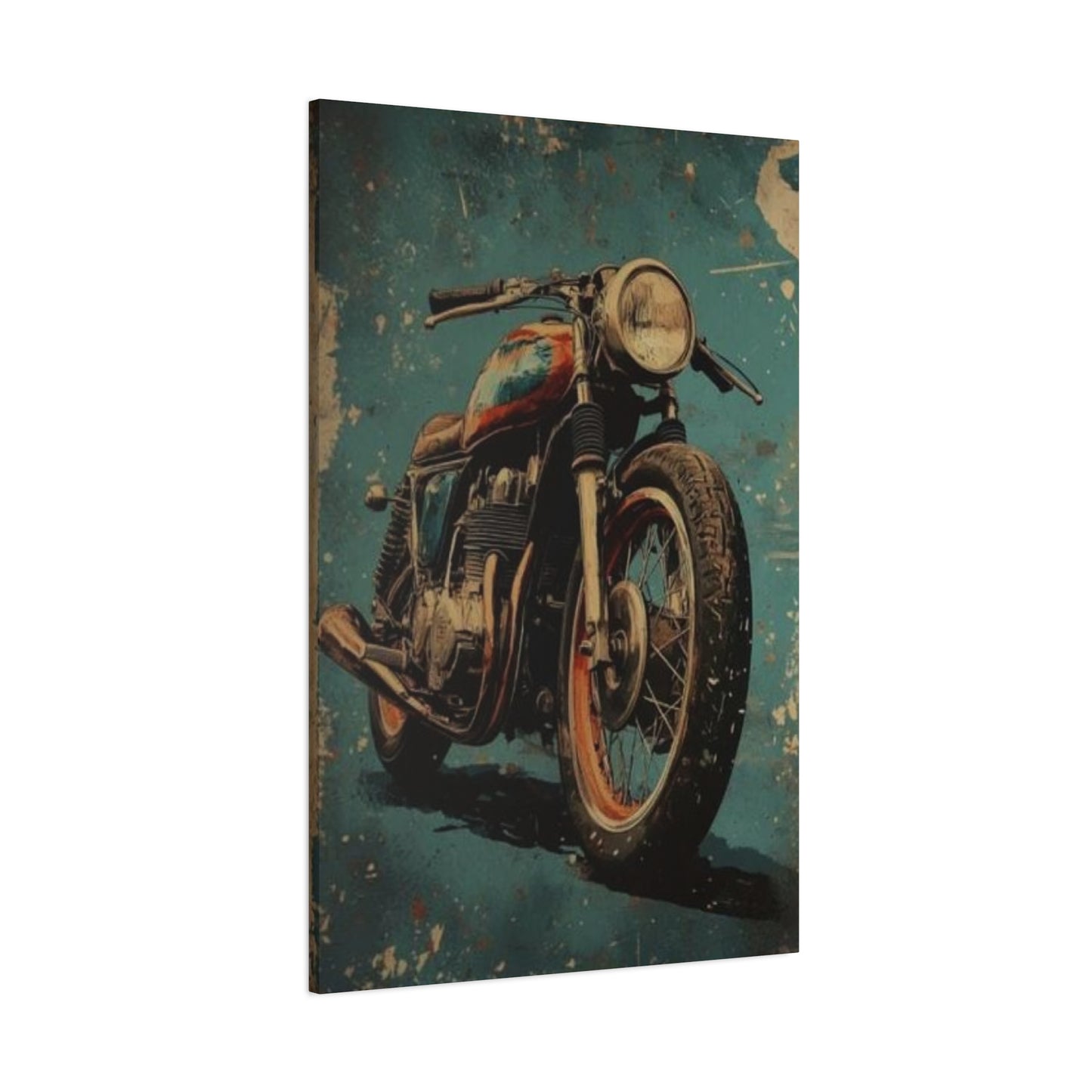 Blue Red Classic Poster Motorcycle Wall Art & Canvas Prints