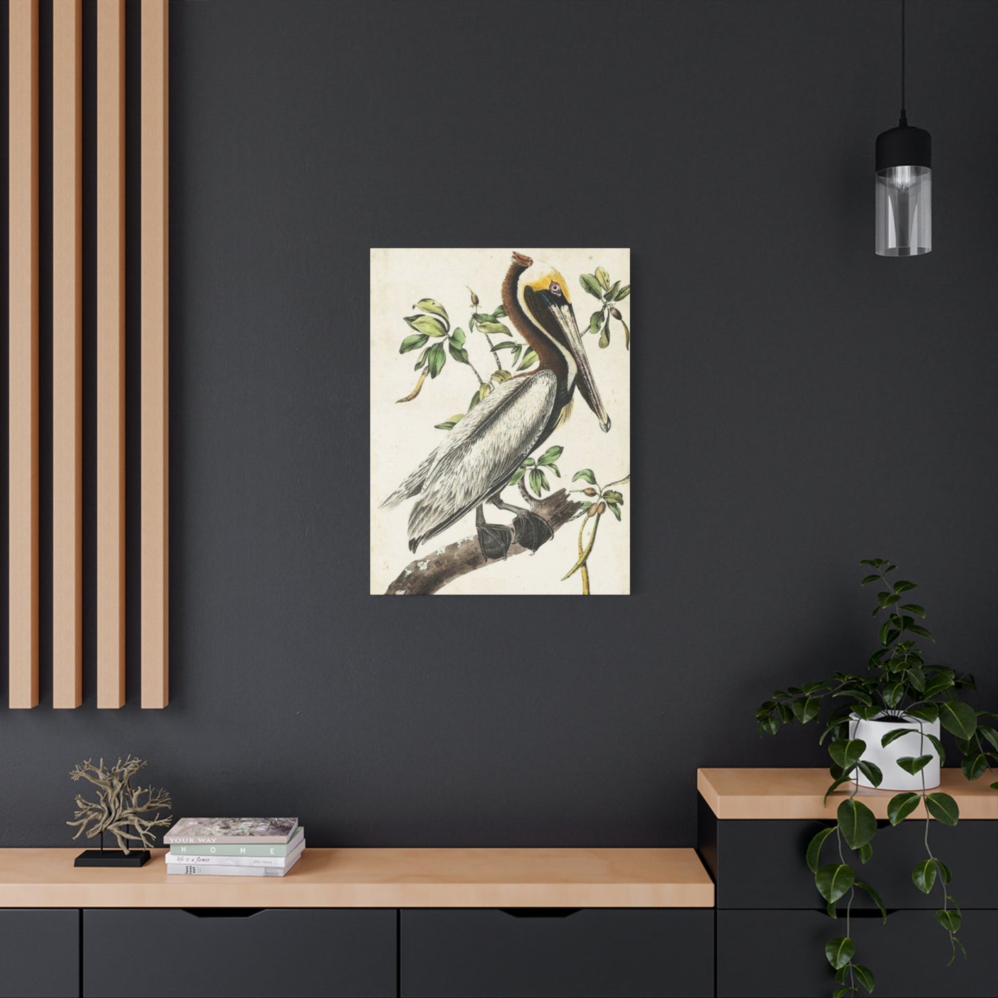 Pelican On A Branch Painting Wall Art & Canvas Prints