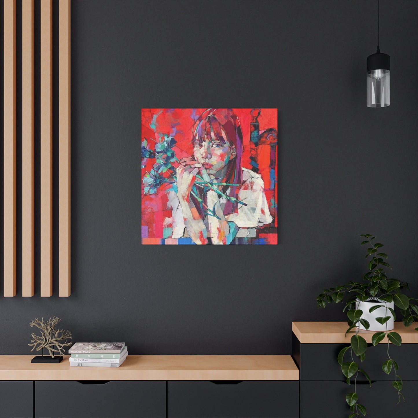 Girl Red Abstract Mixed Media Wall Art & Canvas Prints