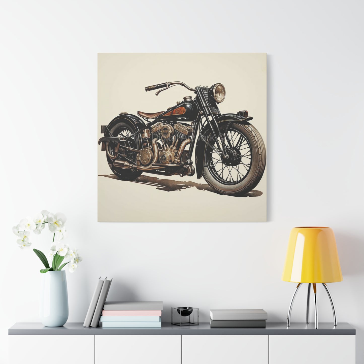 Twin Cylinder Classic Motorcycle Wall Art & Canvas Prints