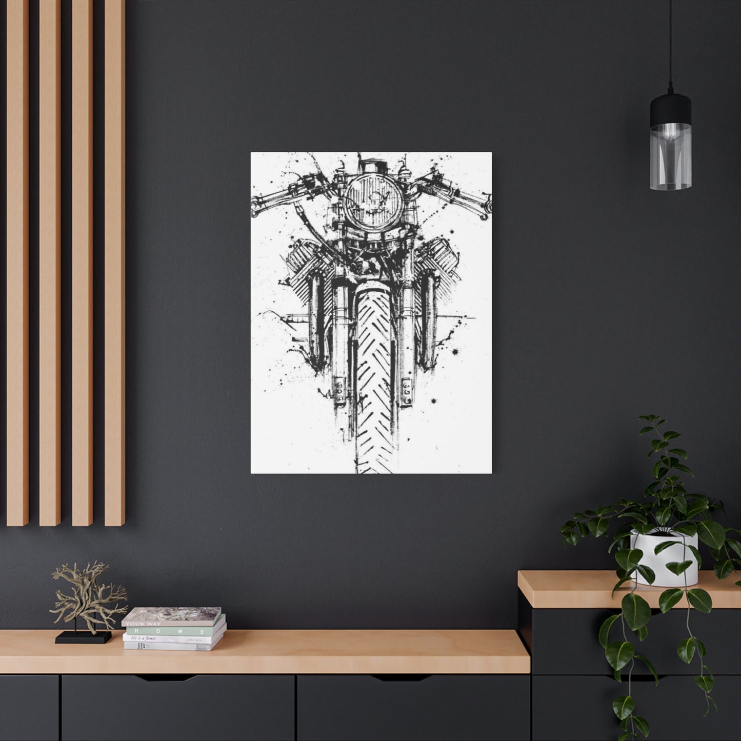 Cafe Racer Drawing Motorcycle Wall Art & Canvas Prints