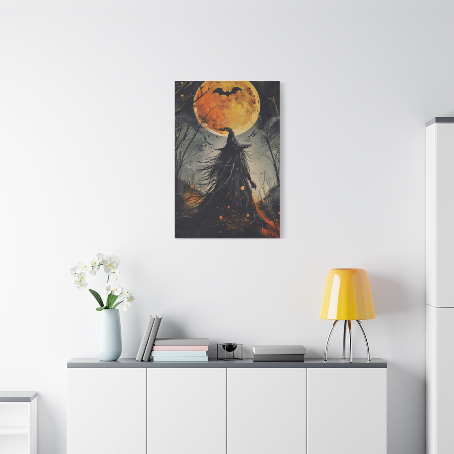 Full Moon Halloween Painting Wall Art & Canvas Prints