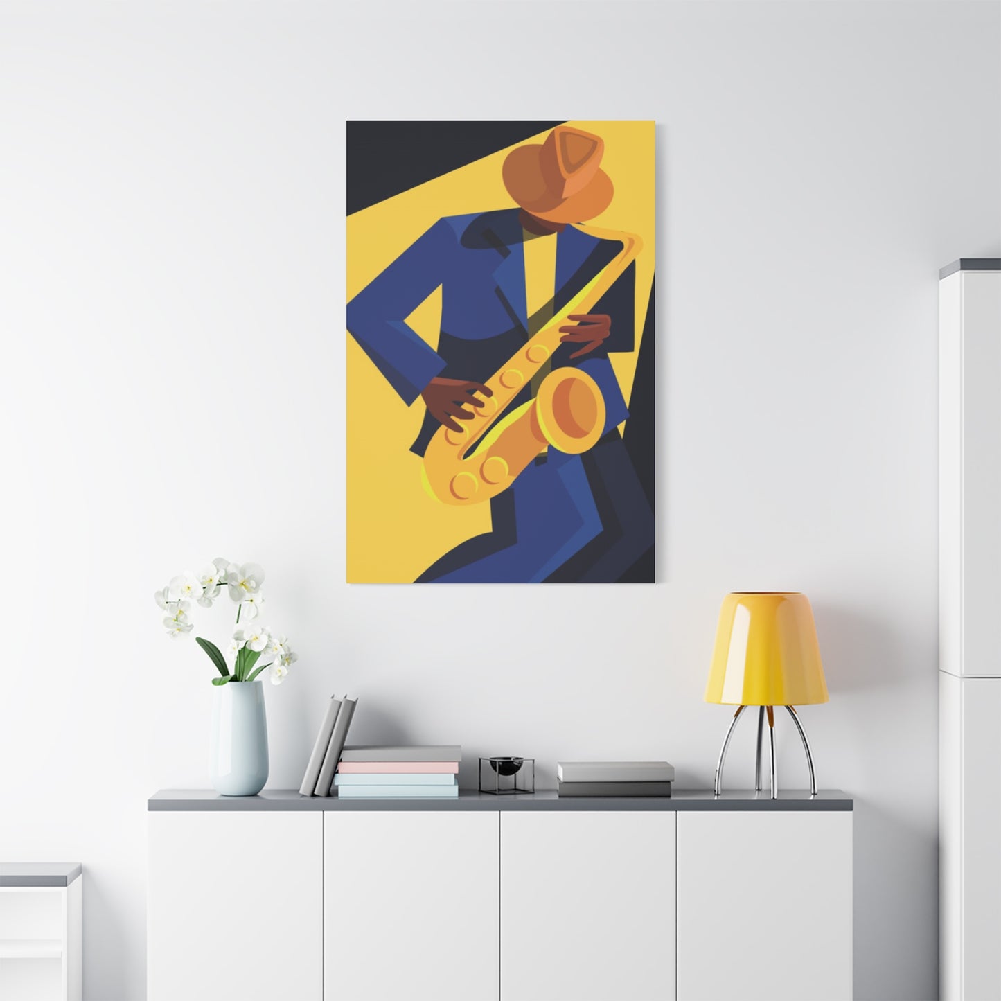 Artist With Saxophone Painting Jazz Wall Art & Canvas Prints