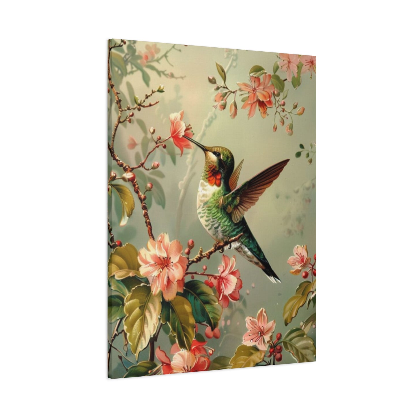 Flower & Humming Bird Candid Painting Wall Art & Canvas Prints