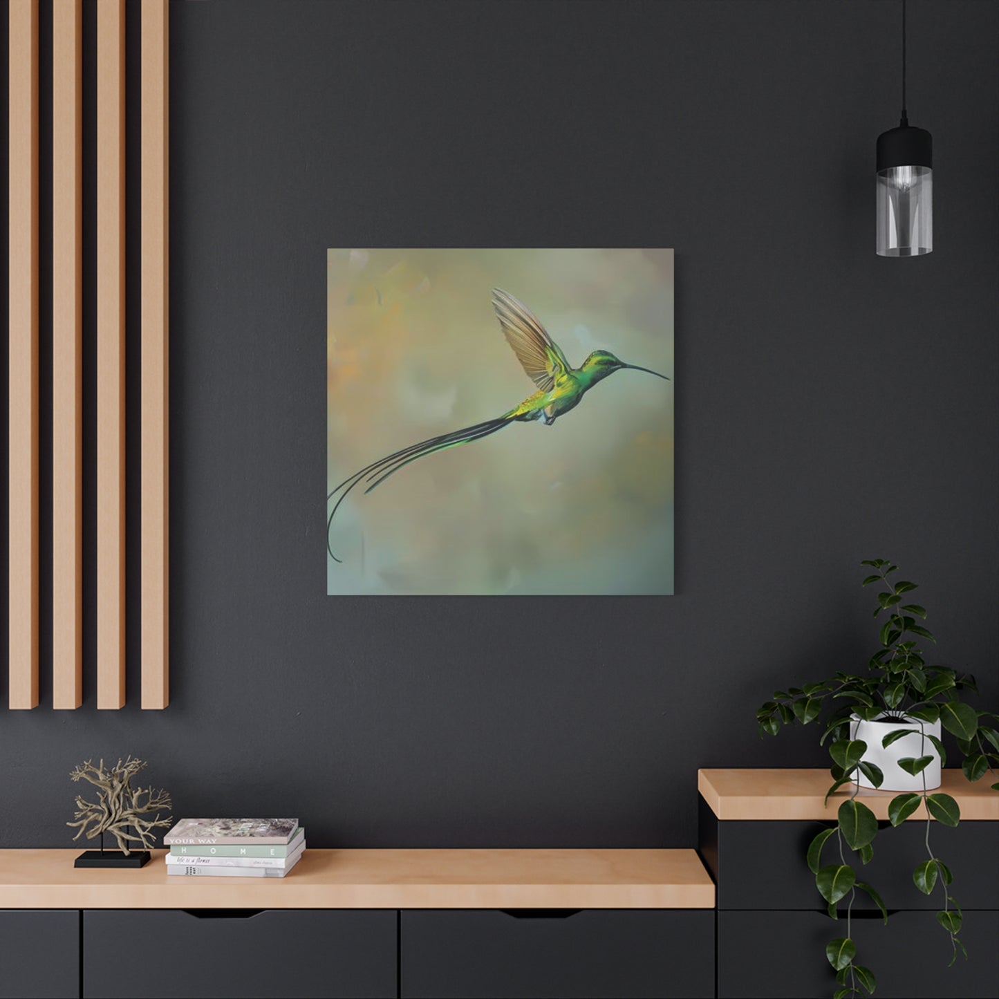 Long Tail Humming Bird Painting Wall Art & Canvas Prints