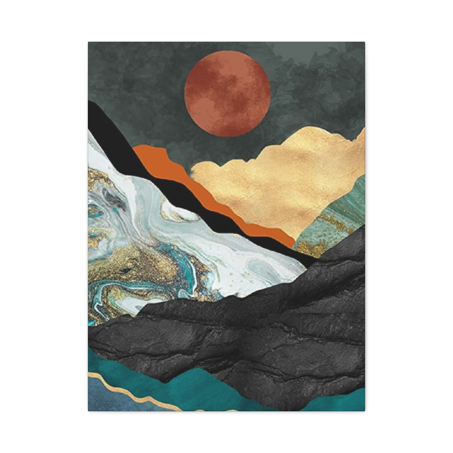 Full Moon In Mountains Modernism Wall Art & Canvas Prints