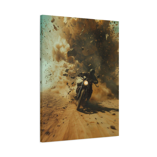 Bike Riding In Desert Motorcycle Wall Art & Canvas Prints