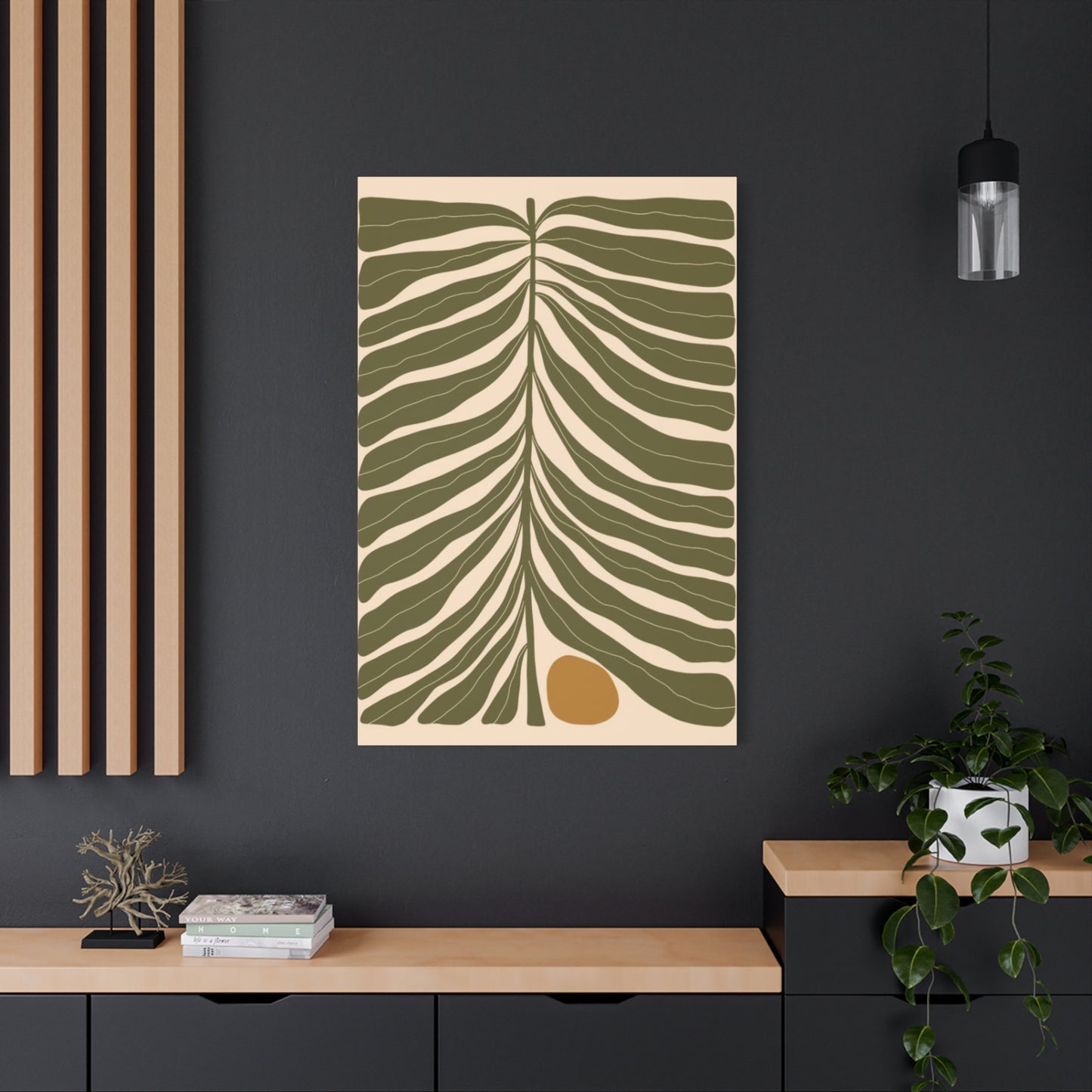 Olive Green Leaves Pattern Wall Art & Canvas Prints