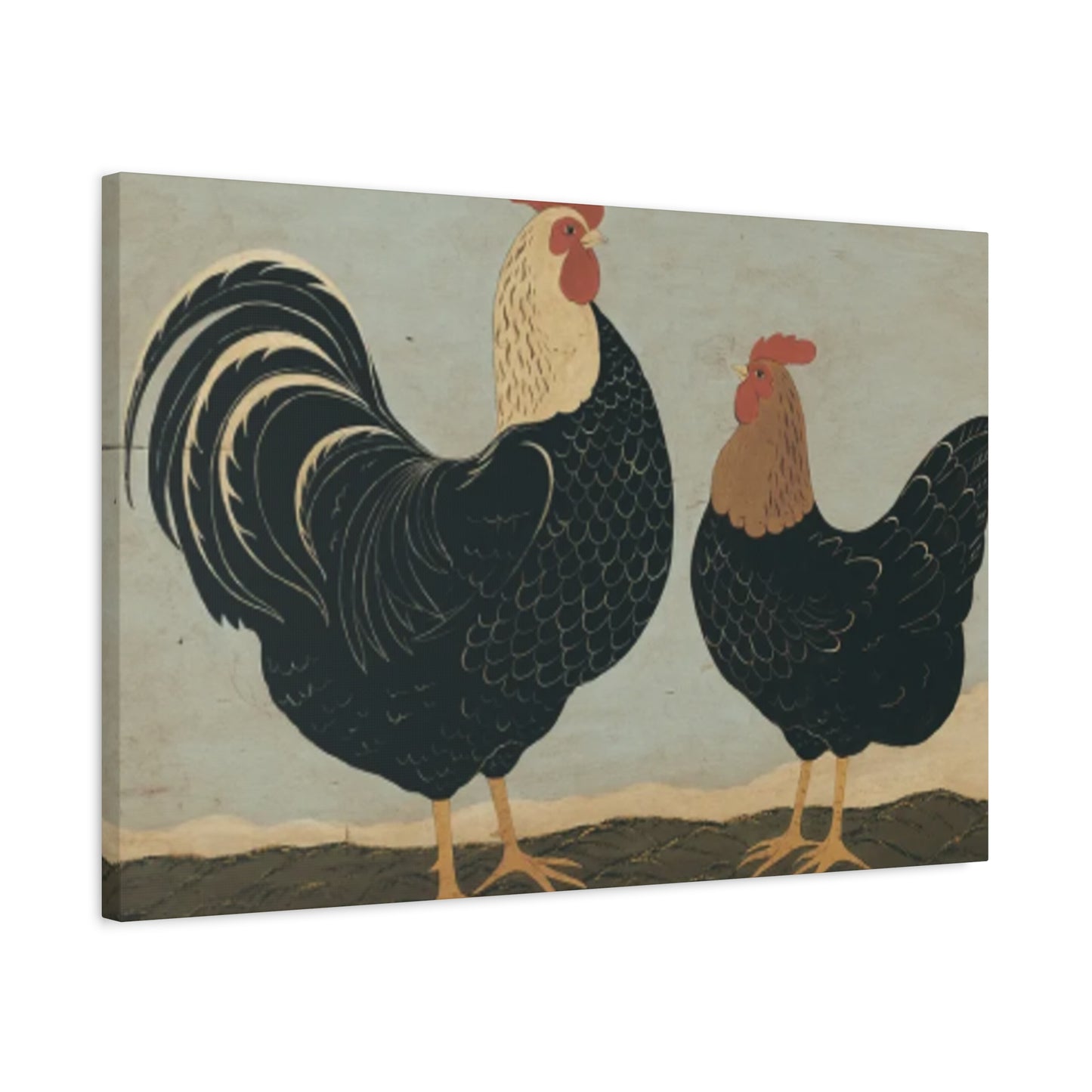 Chicken Couple Kimble Warren Wall Art & Canvas Prints