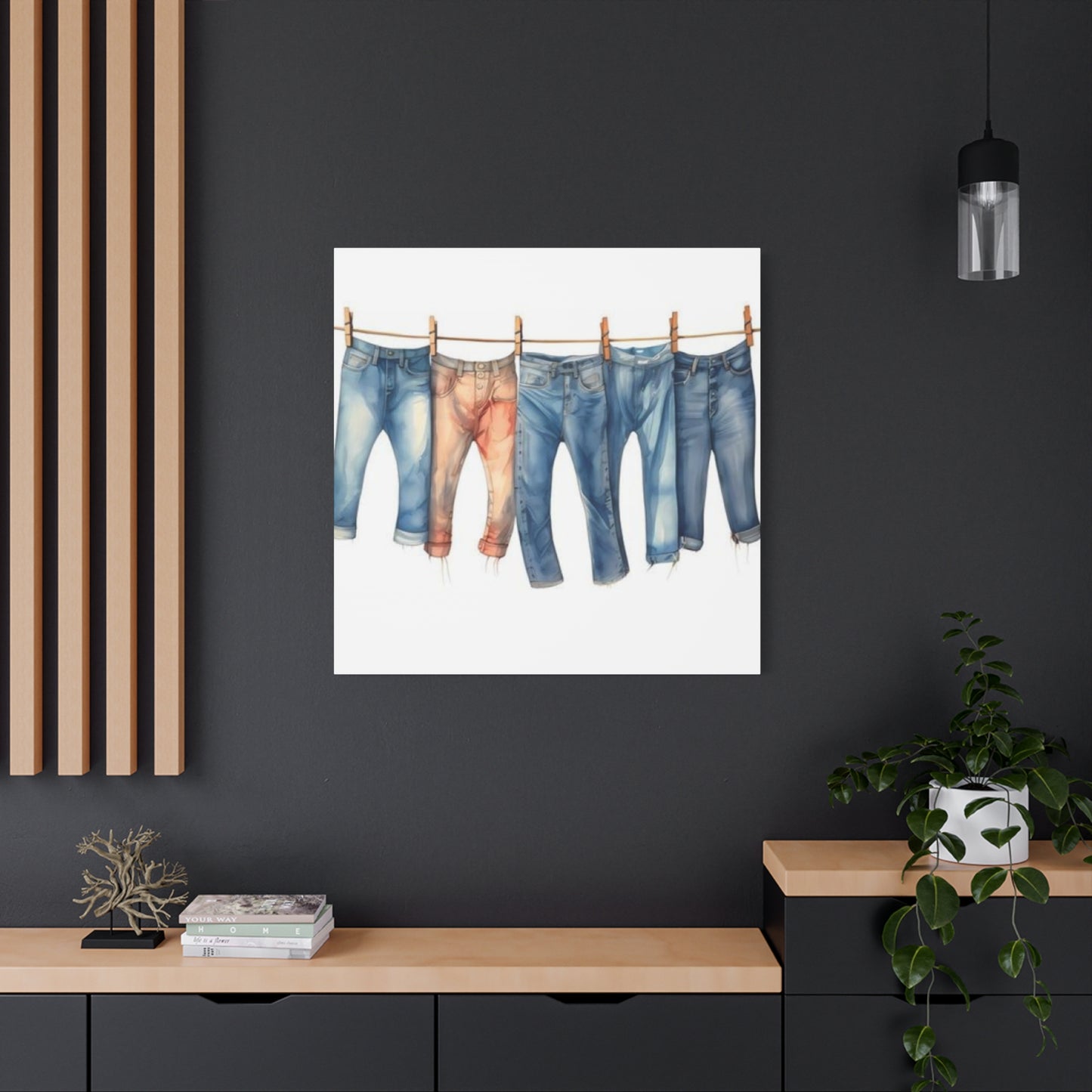 Denim Drying Poster For Laundry Room Wall Art & Canvas Prints